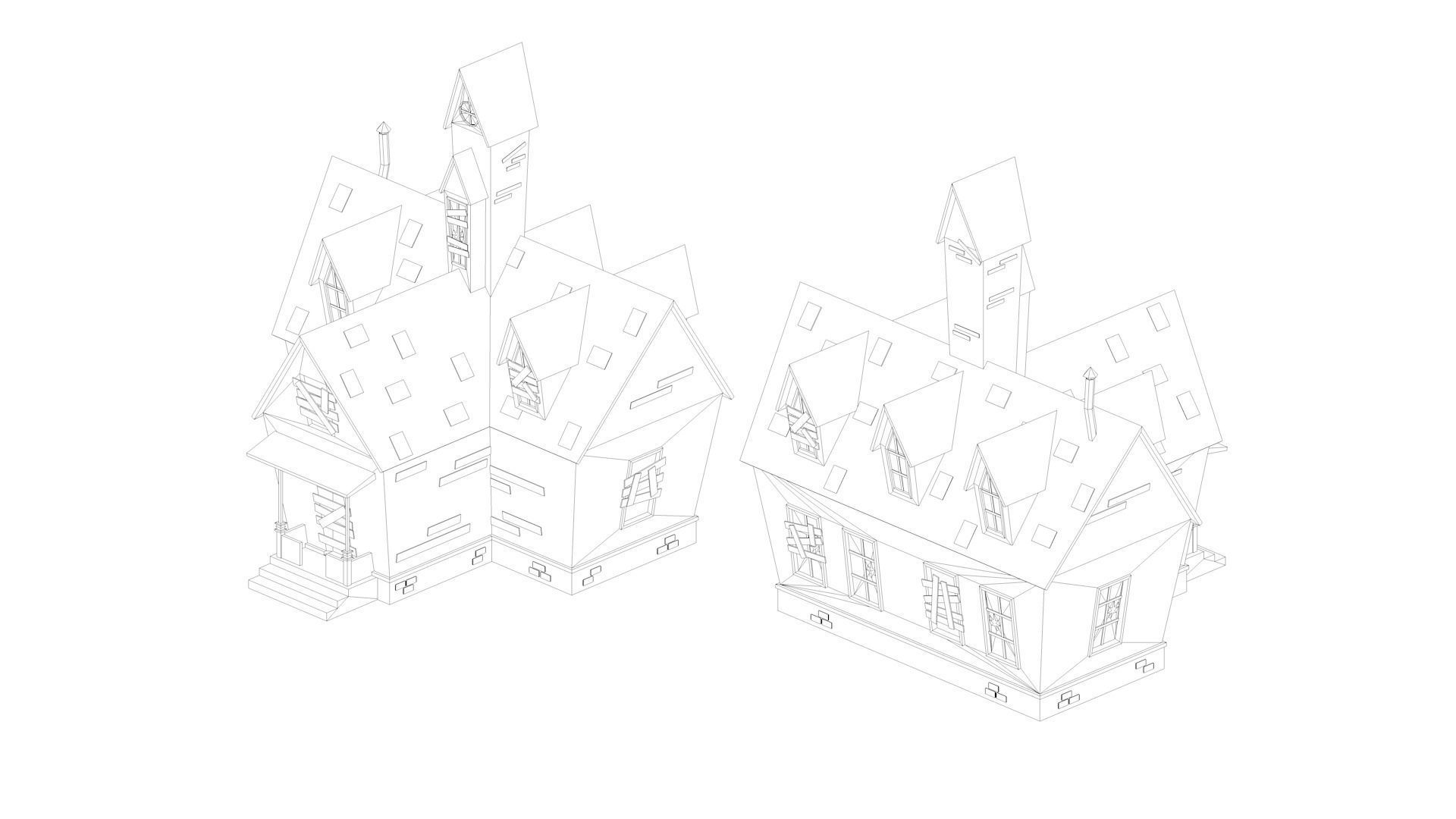 Low Poly Fantasy Scary Creepy Dark Halloween Asset Pack Low-poly 3D model_7