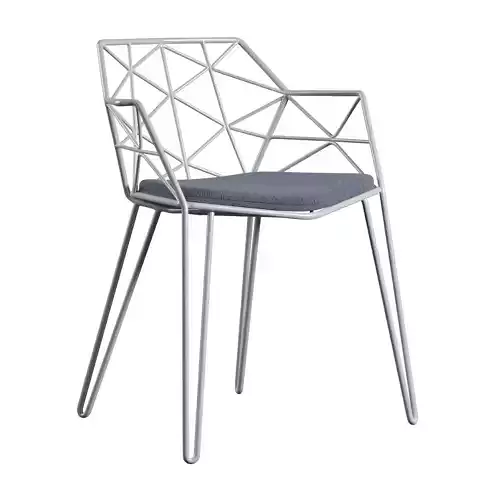 MITJORN Stackable steel garden chair with armrests 3D model