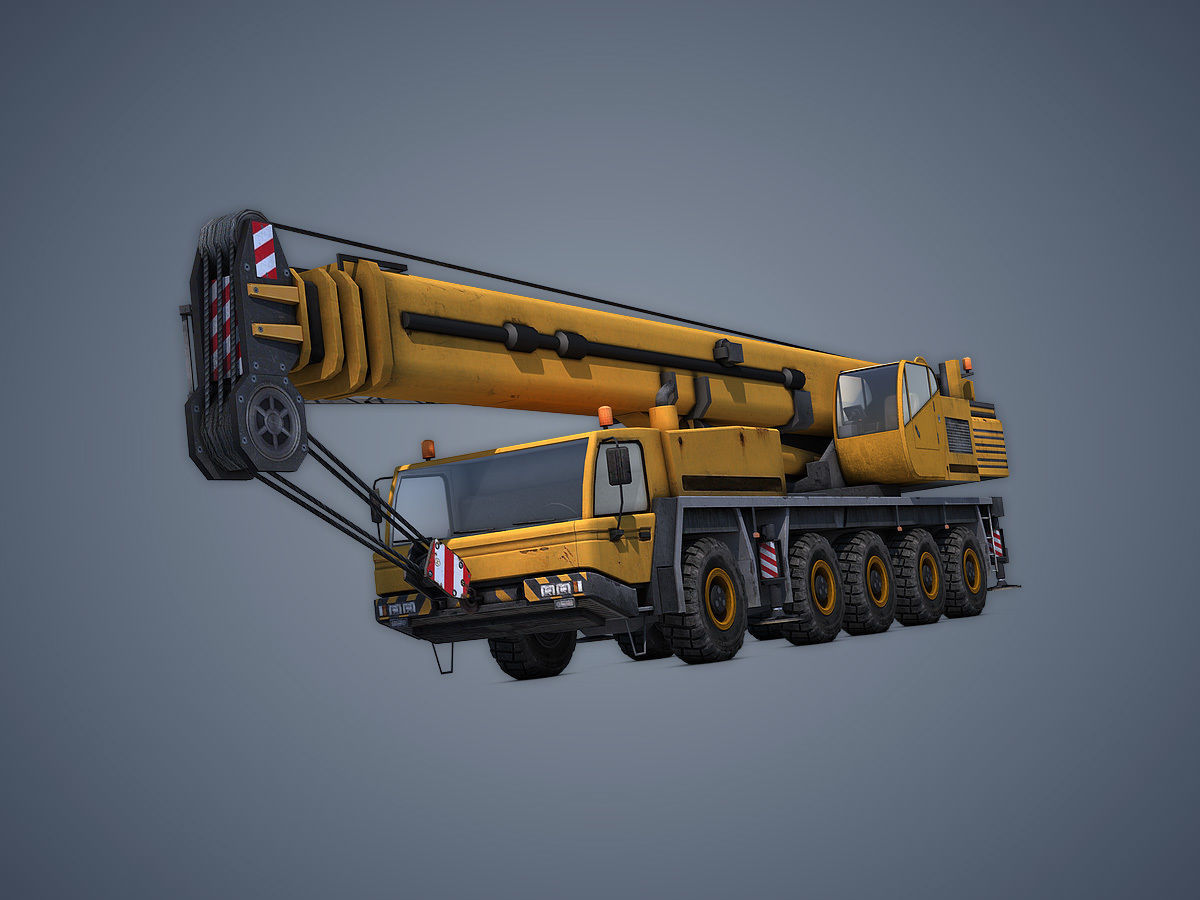 Mobile Crane Rigged Low-poly 3D model_7