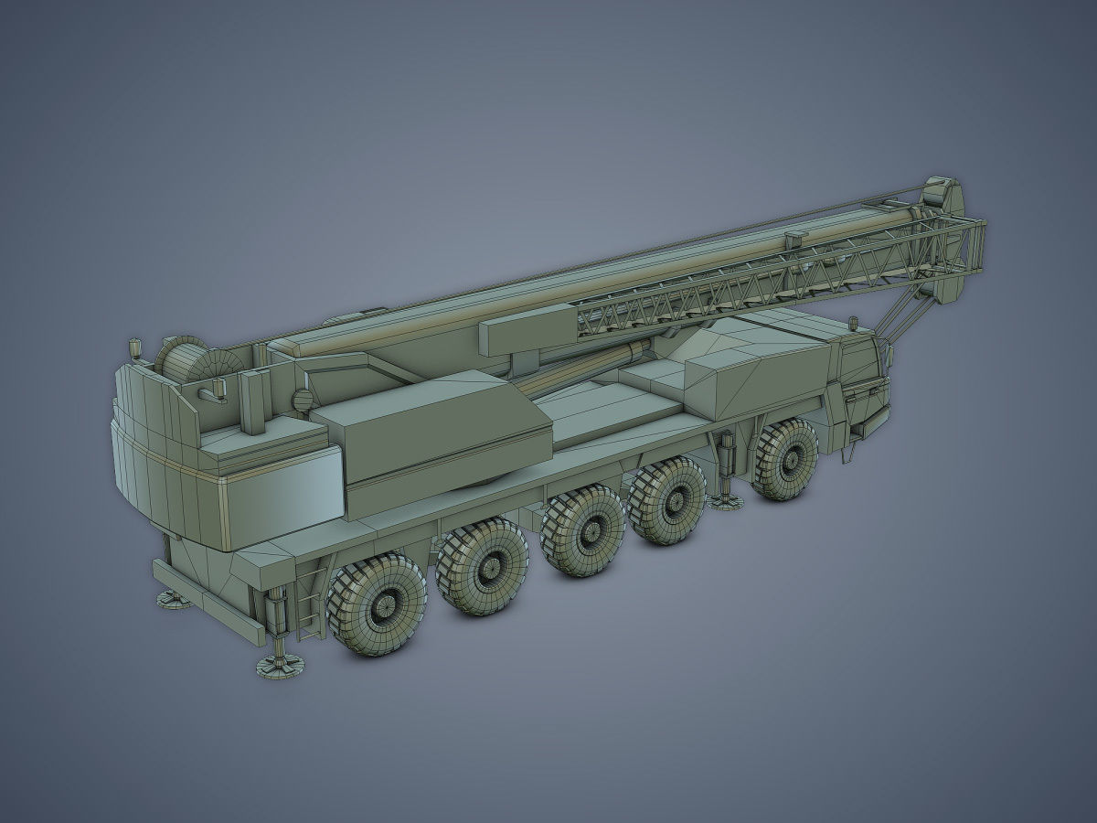 Mobile Crane Rigged Low-poly 3D model_13