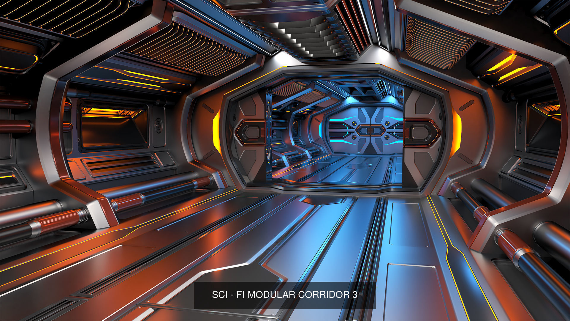 Sci-Fi Space Corridors Collection Set N1 _4