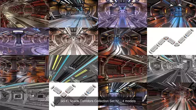 Sci-Fi Space Corridors Collection Set N1 