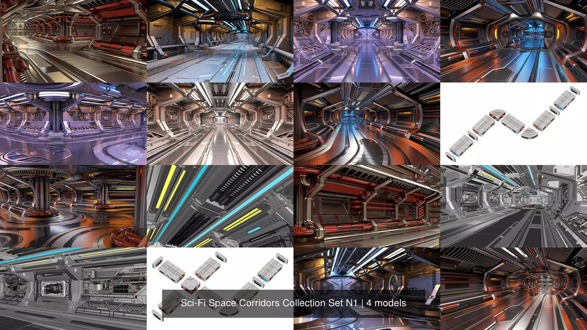 Sci-Fi Space Corridors Collection Set N1 _0