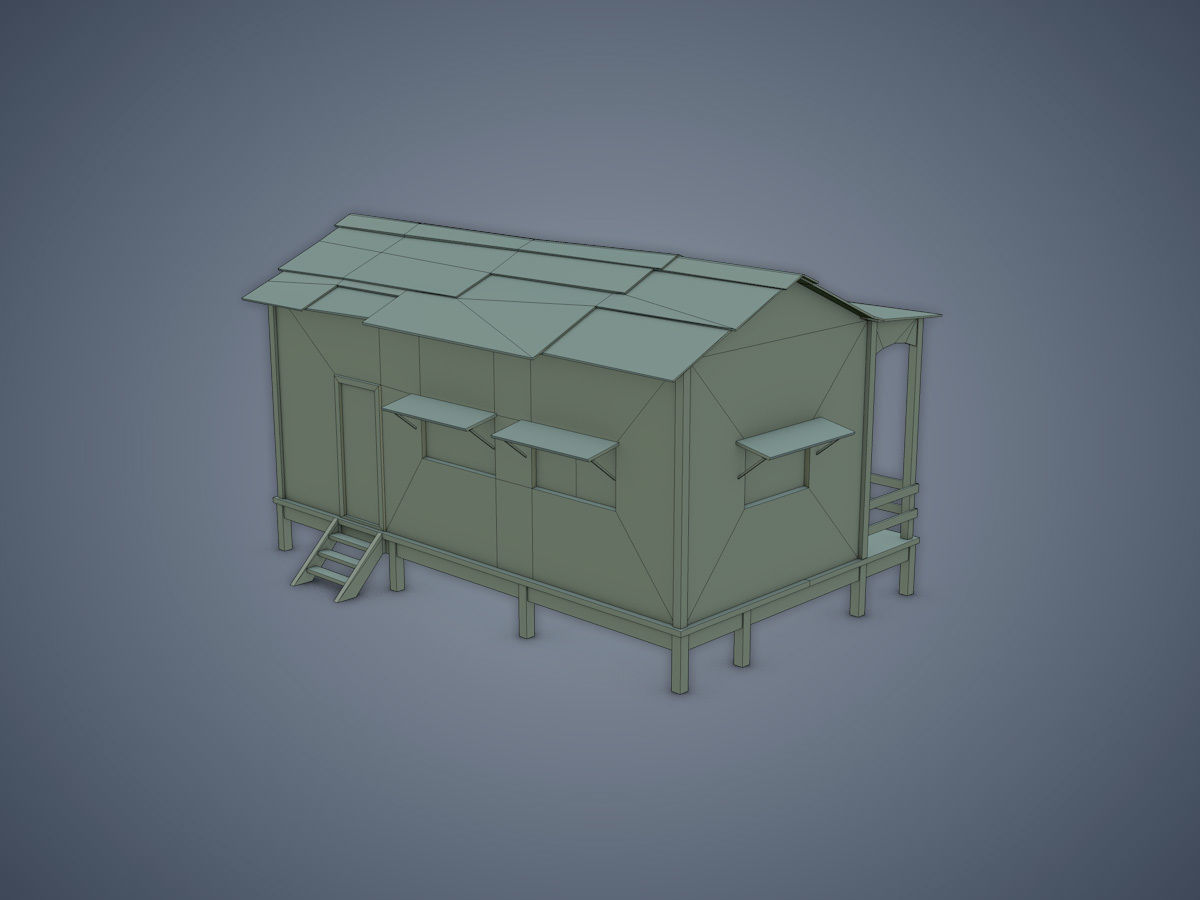 House old shack Low-poly 3D model_10