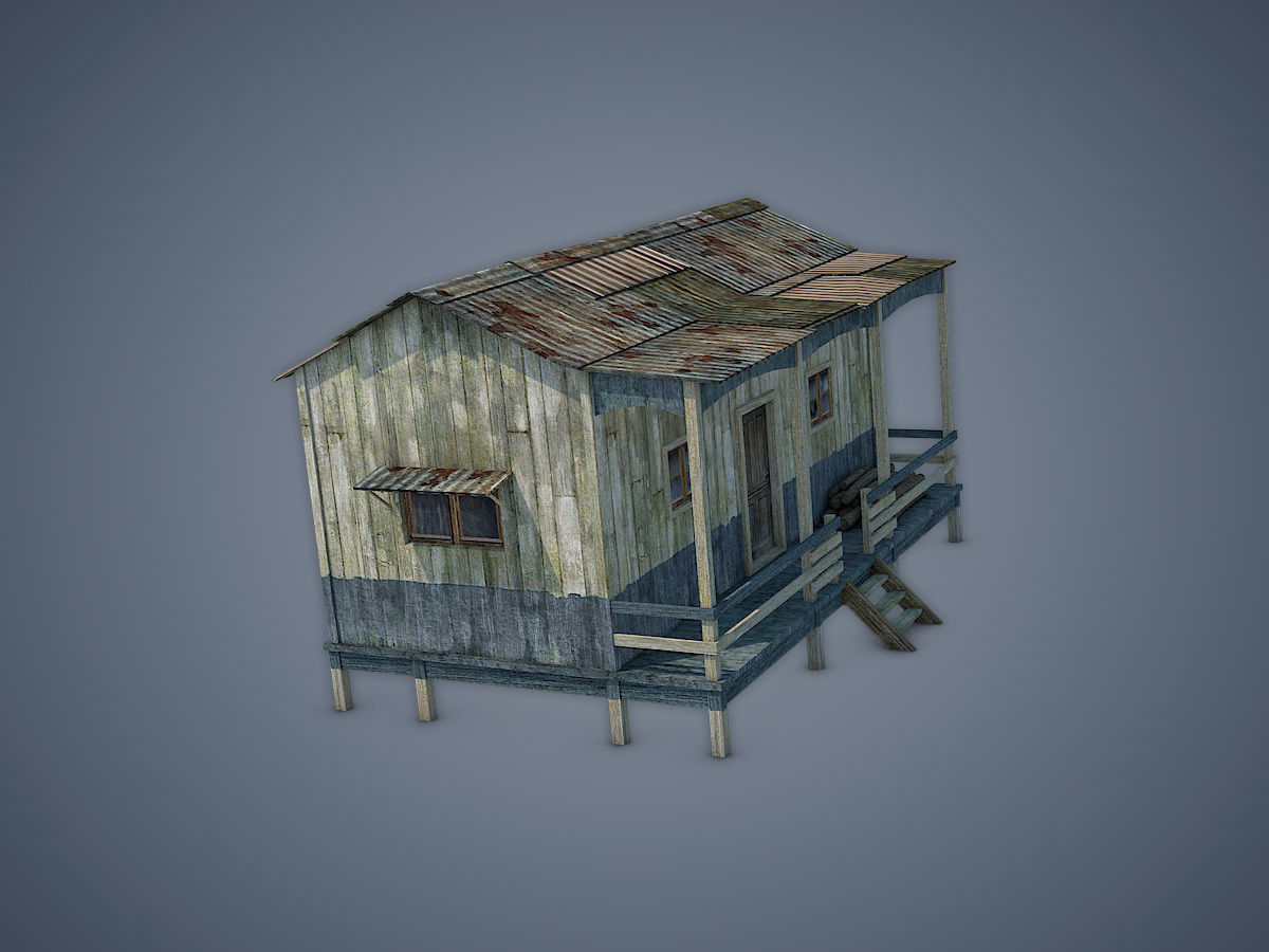 House old shack Low-poly 3D model_3