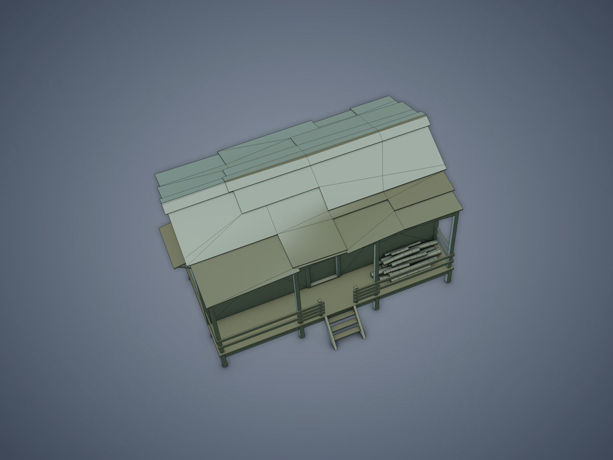 House old shack Low-poly 3D model_13