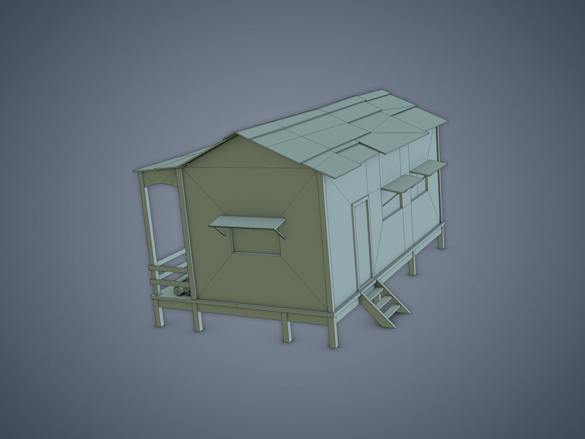 House old shack Low-poly 3D model_11