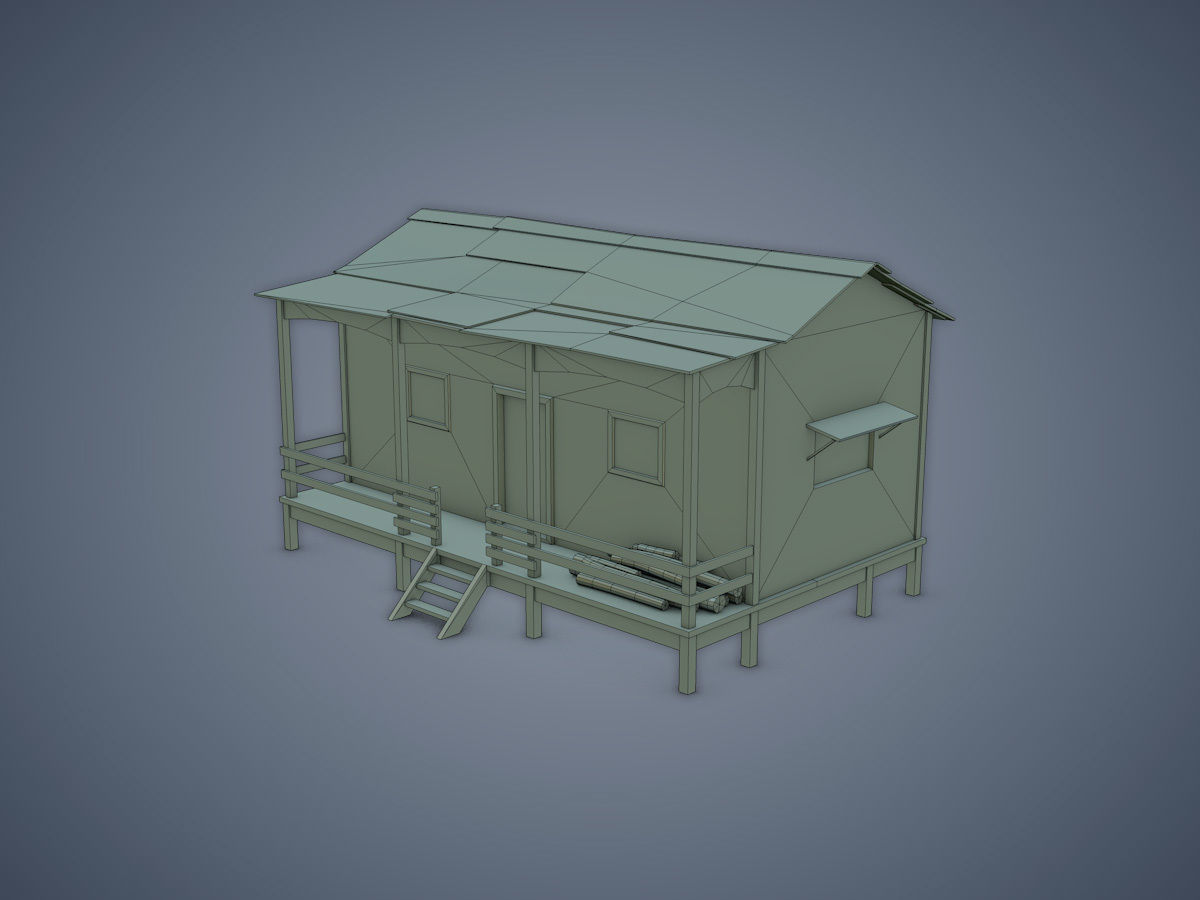 House old shack Low-poly 3D model_9