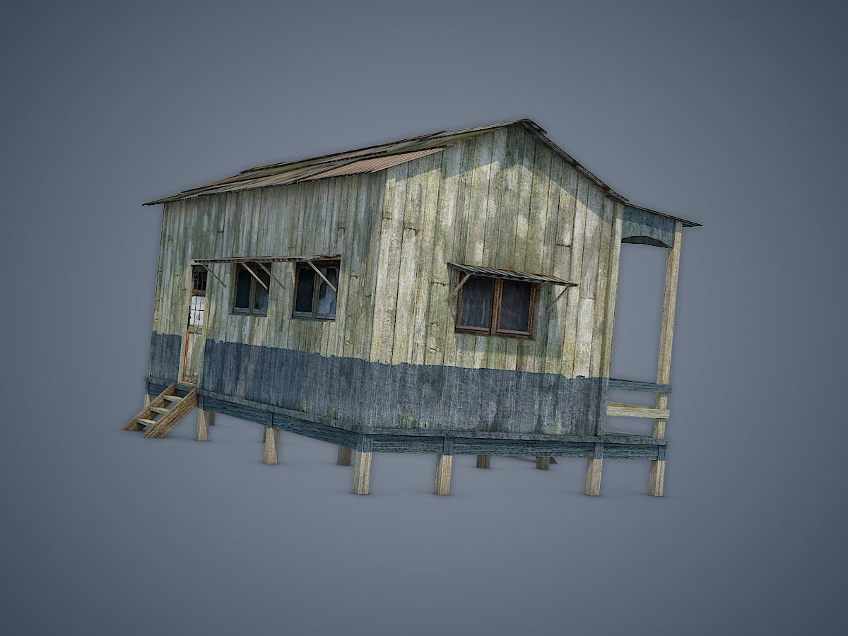 House old shack Low-poly 3D model_8