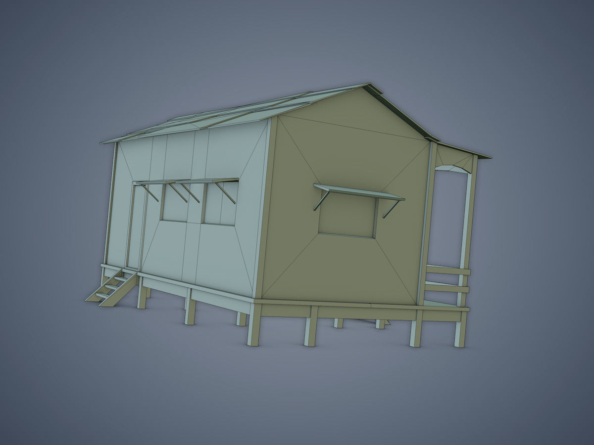 House old shack Low-poly 3D model_17
