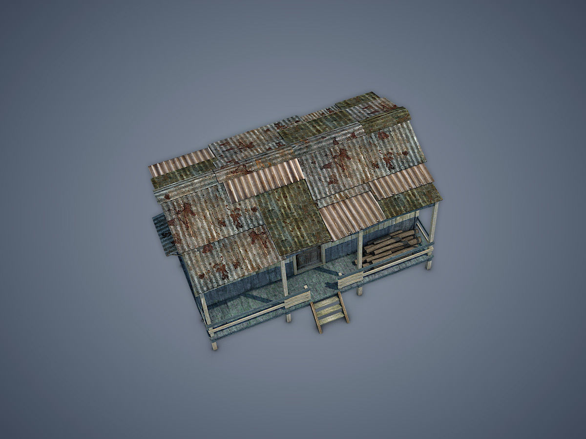 House old shack Low-poly 3D model_4
