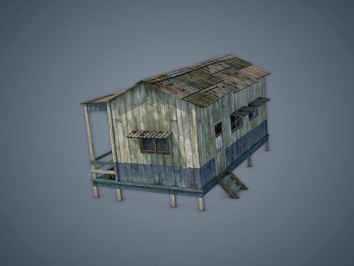 House old shack Low-poly 3D model_2