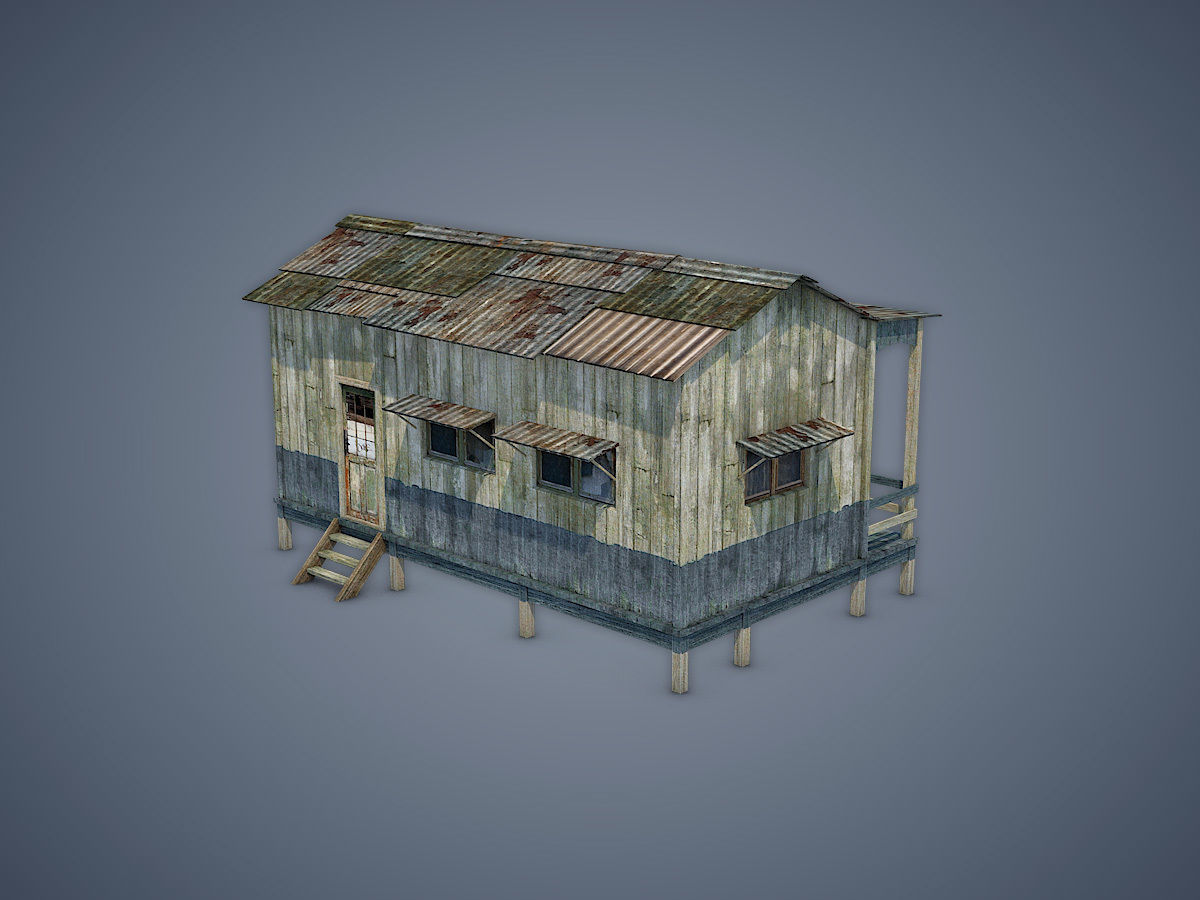 House old shack Low-poly 3D model_1