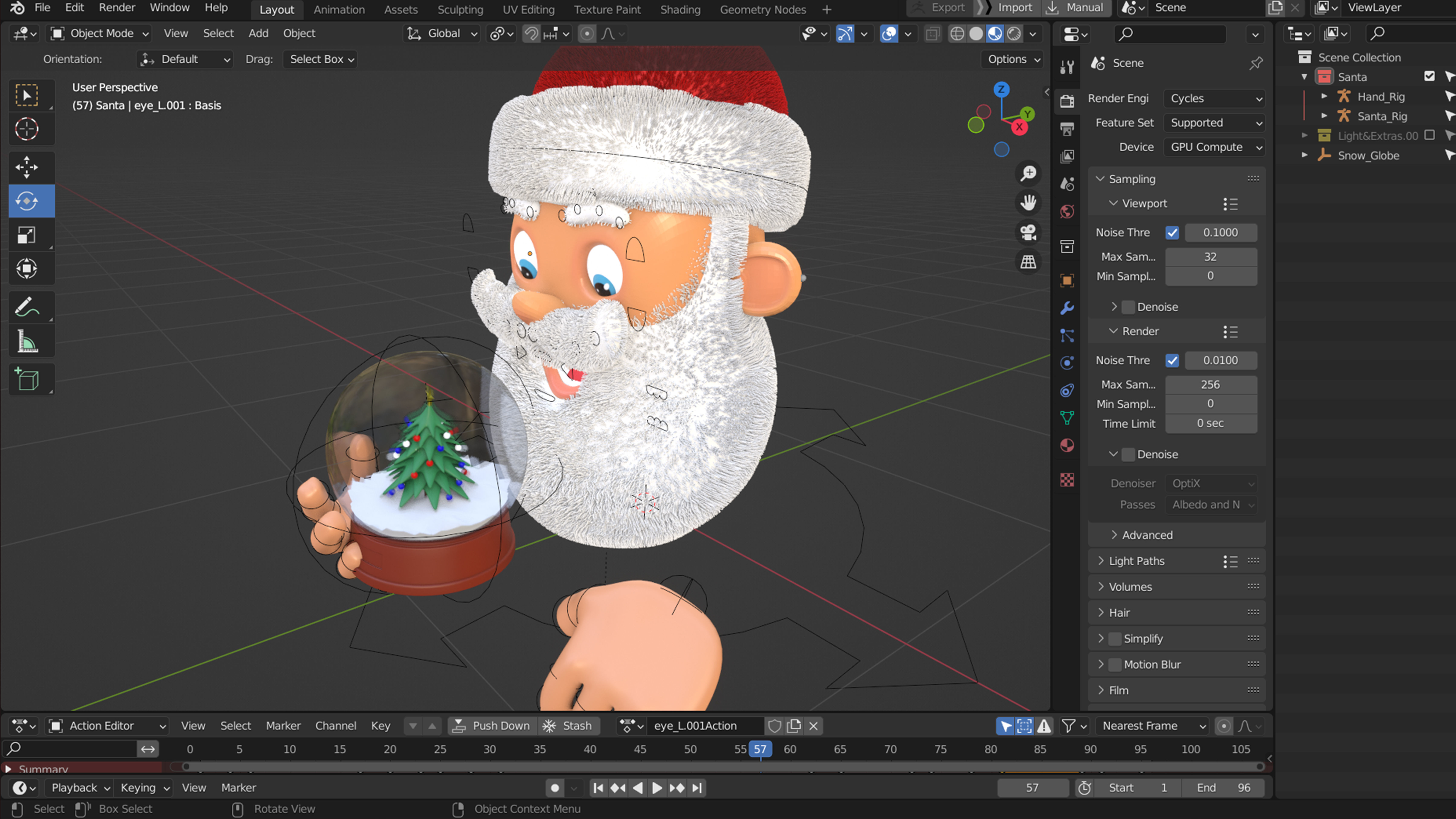 Animated Santa and Snow Globe Low-poly 3D model_8