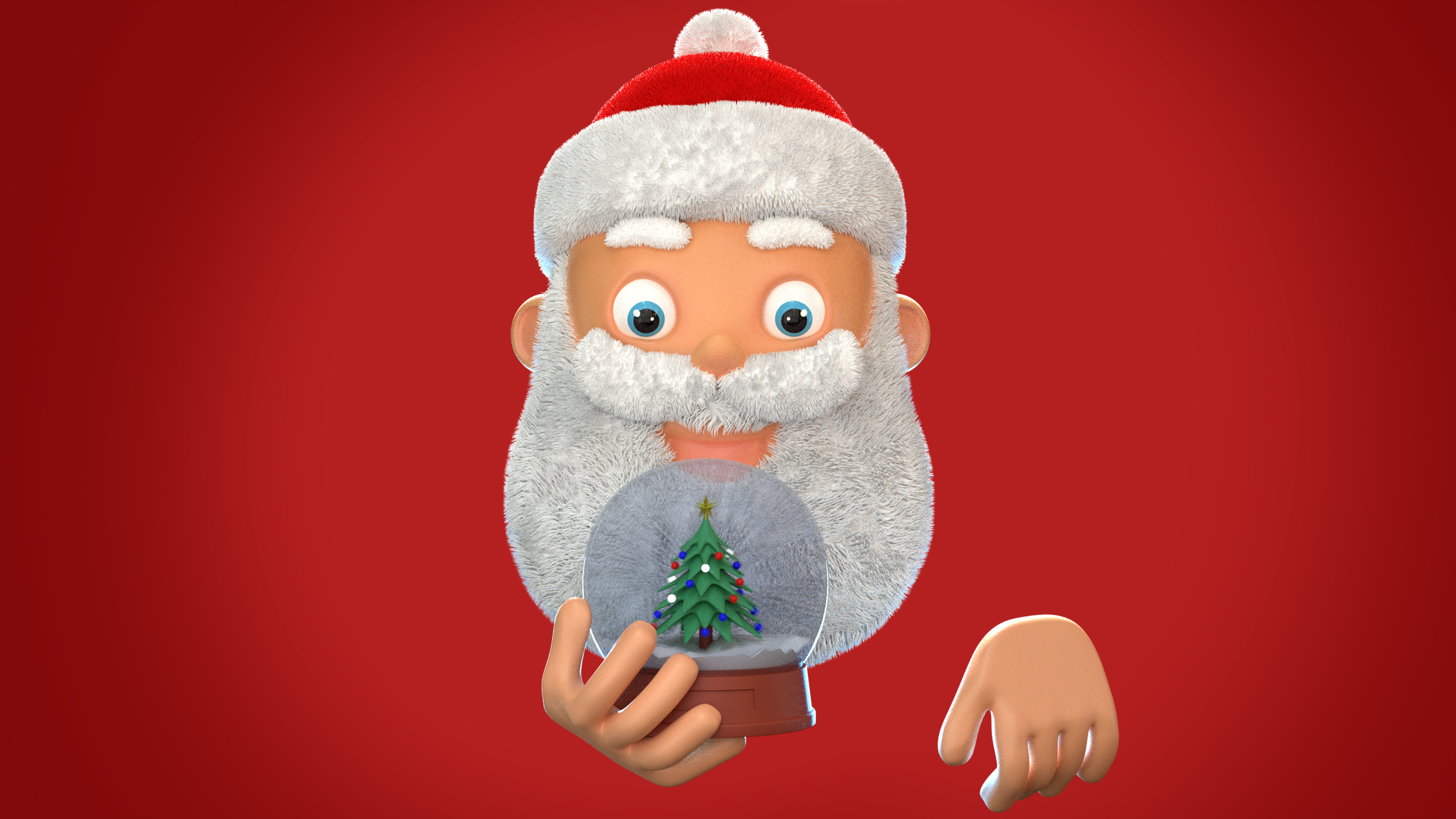 Animated Santa and Snow Globe Low-poly 3D model_10
