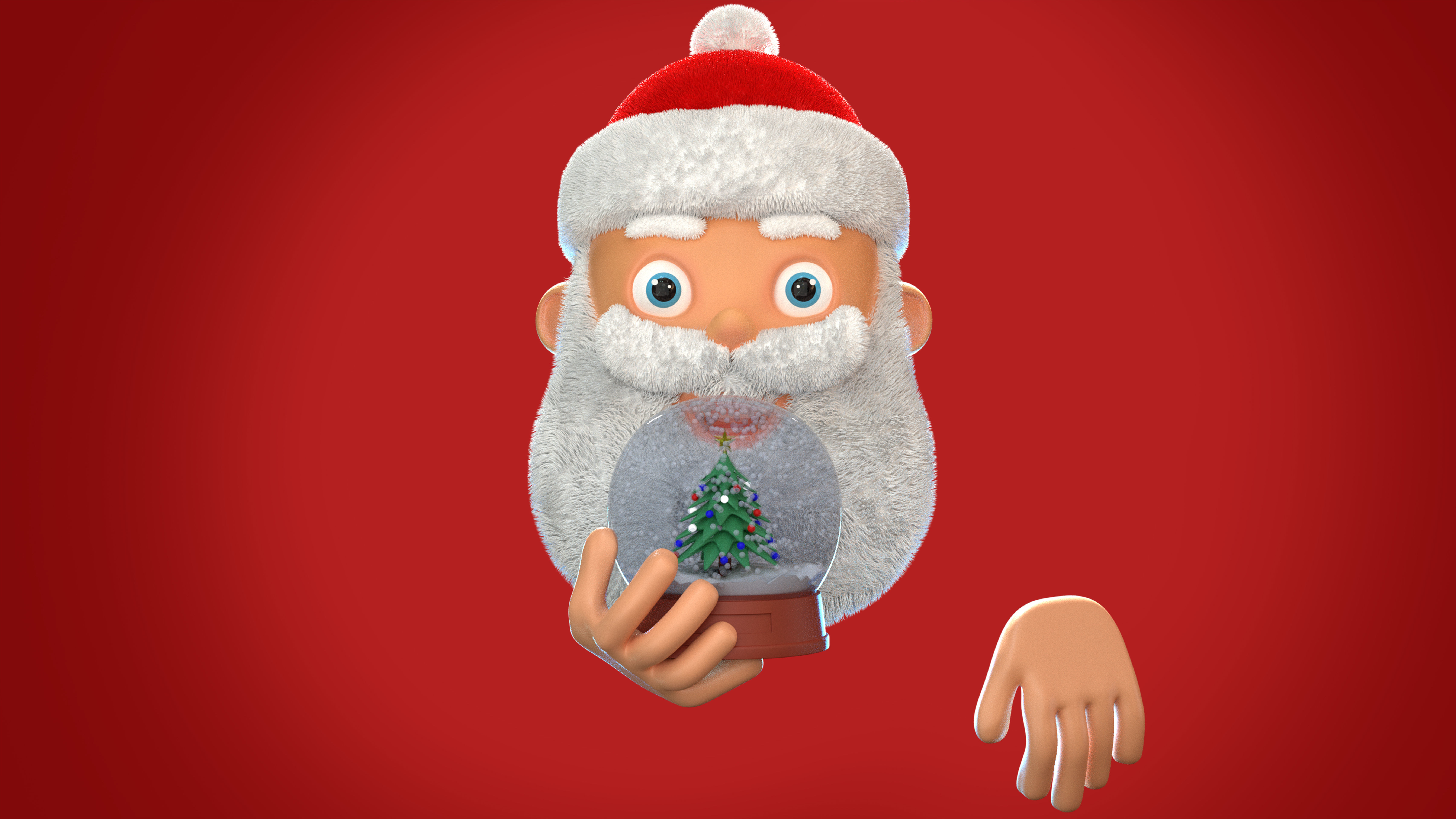 Animated Santa and Snow Globe Low-poly 3D model_12