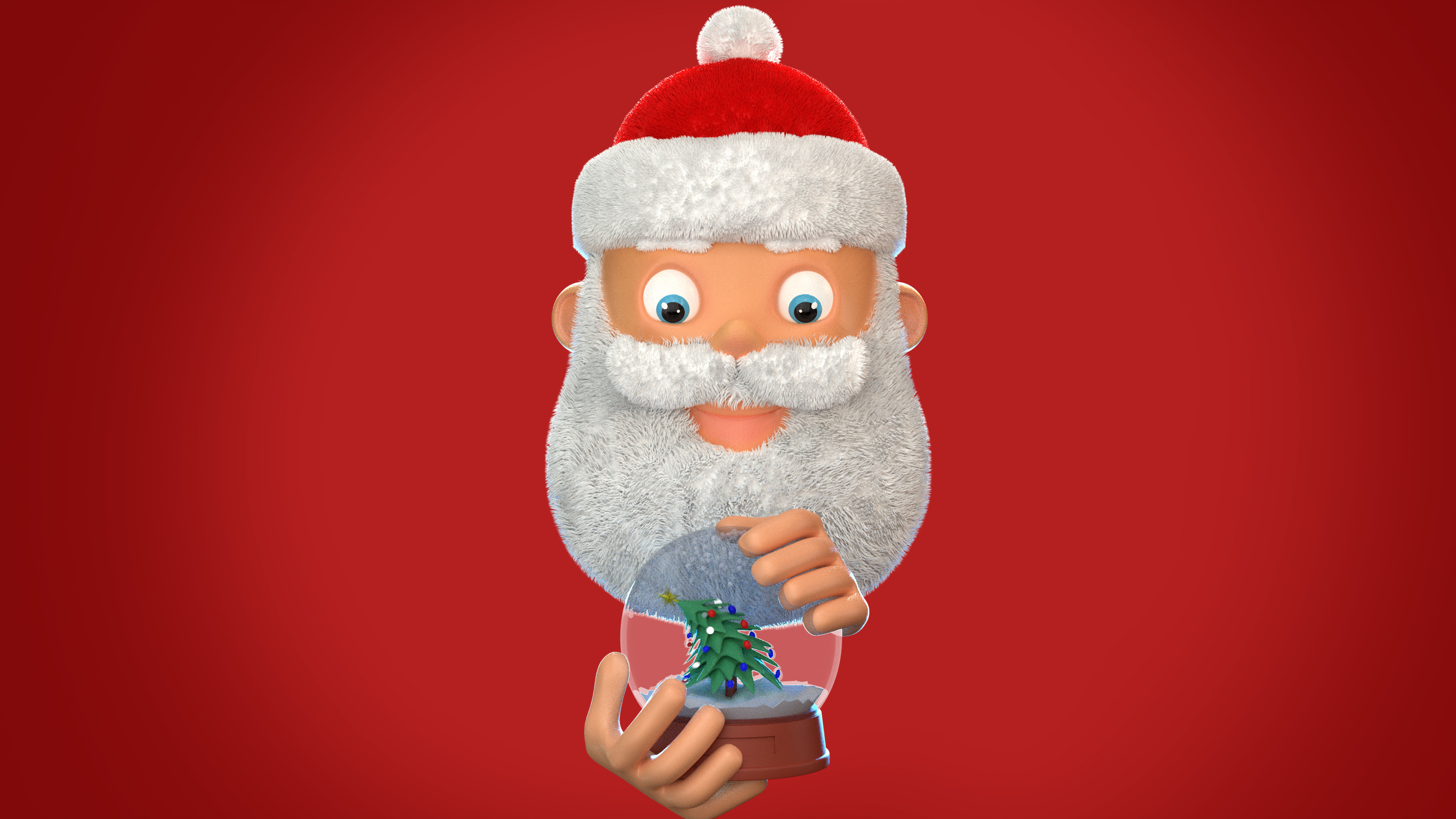 Animated Santa and Snow Globe Low-poly 3D model_14