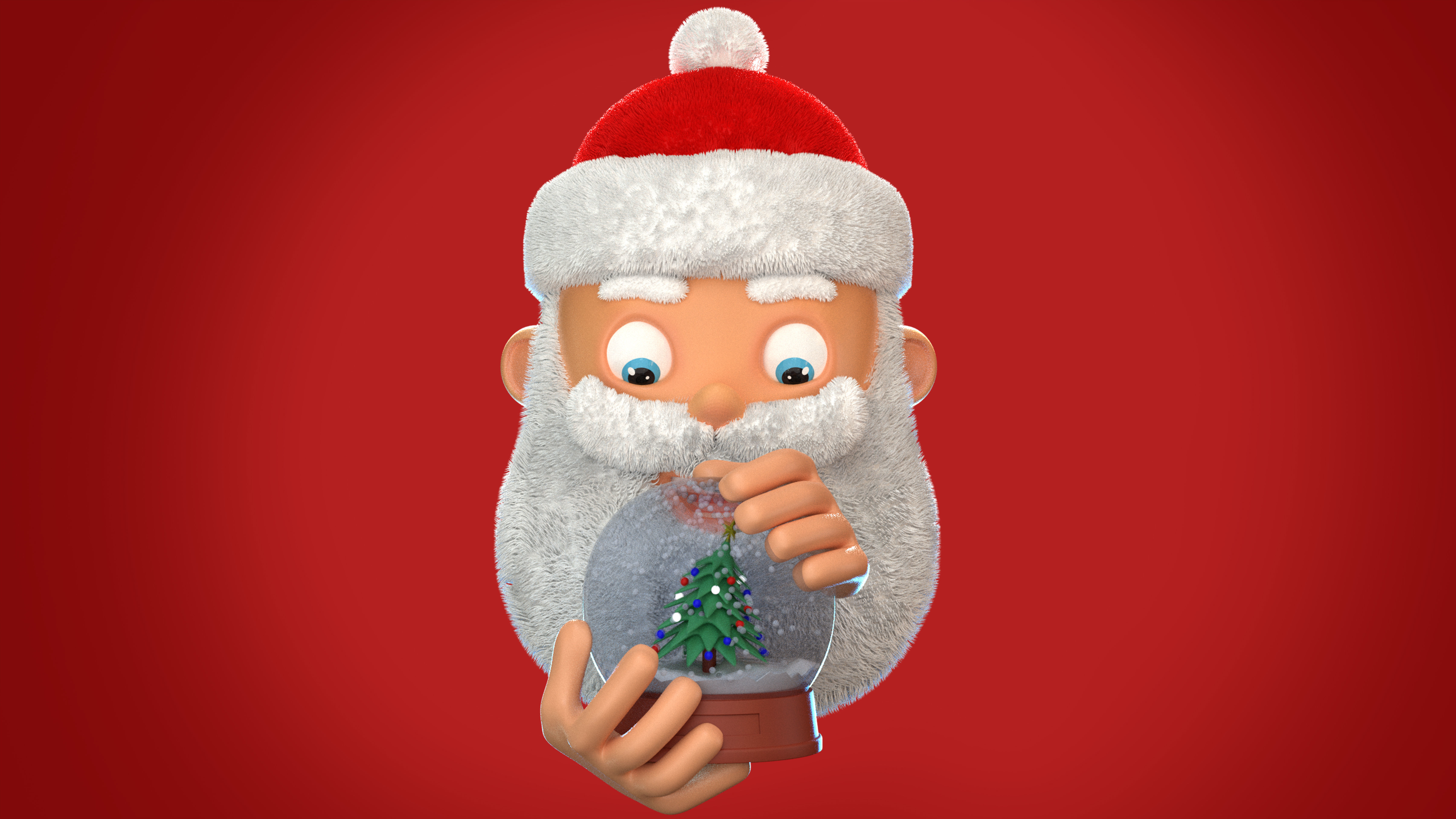 Animated Santa and Snow Globe Low-poly 3D model_11