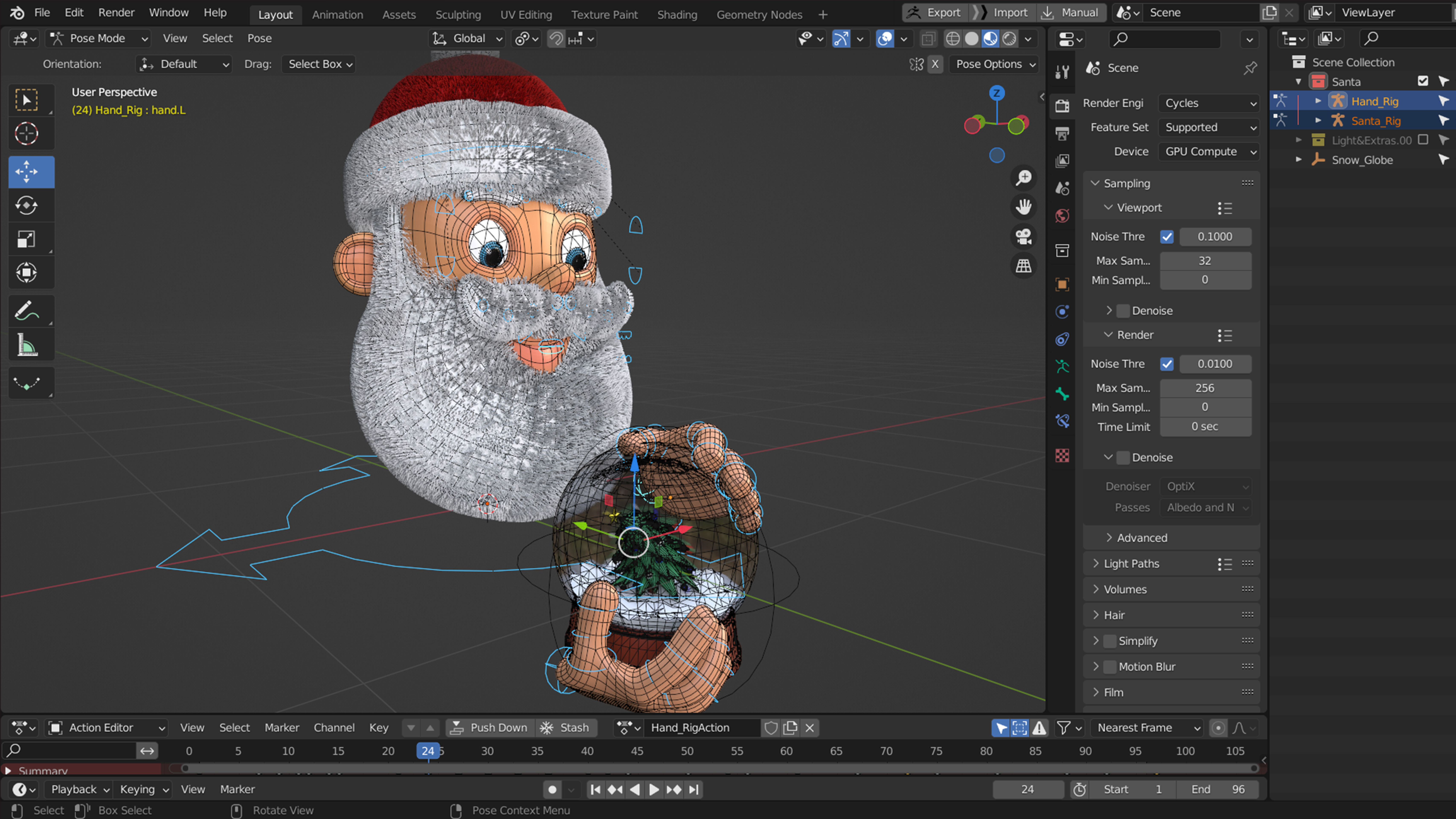 Animated Santa and Snow Globe Low-poly 3D model_15