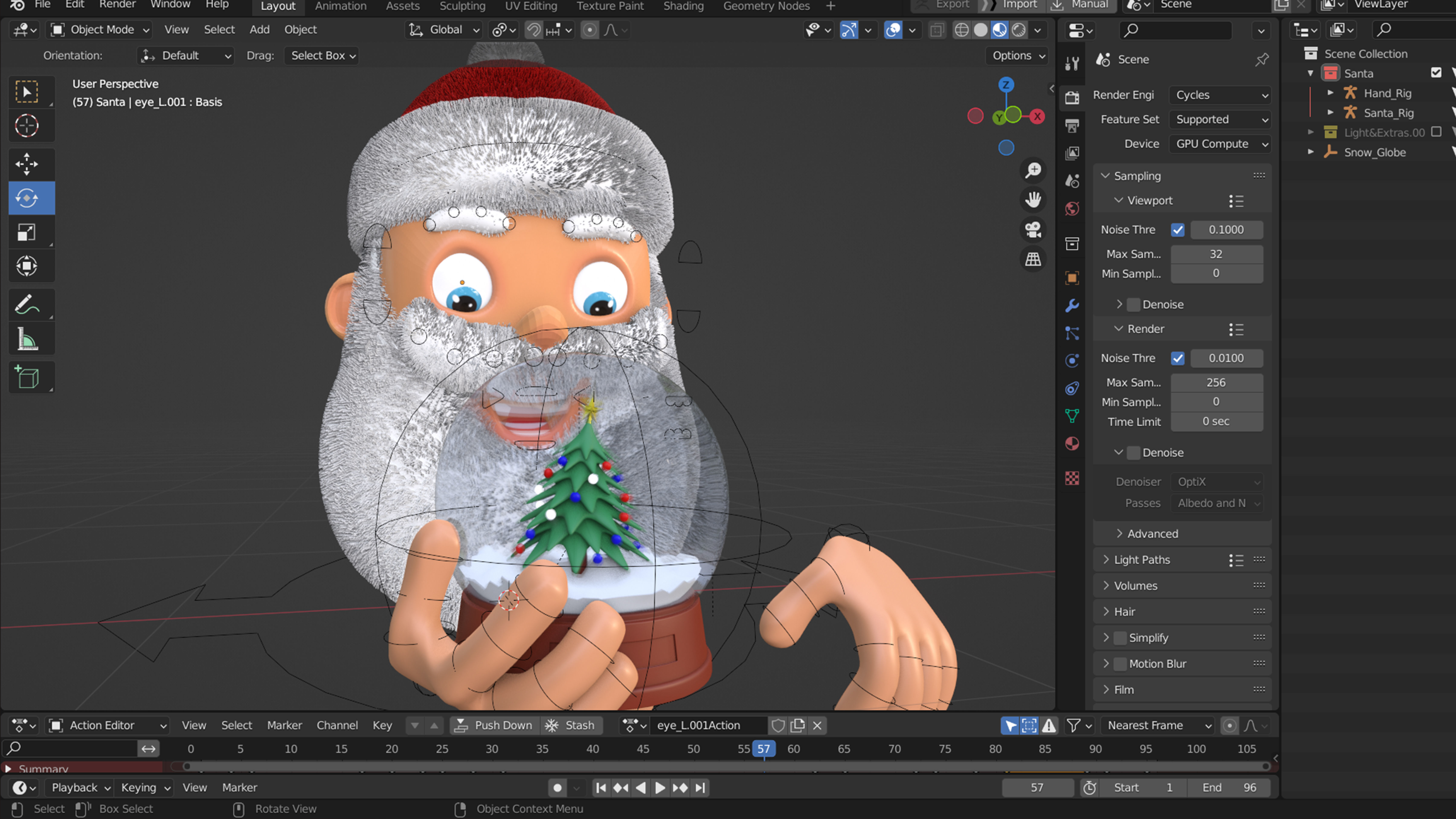 Animated Santa and Snow Globe Low-poly 3D model_7