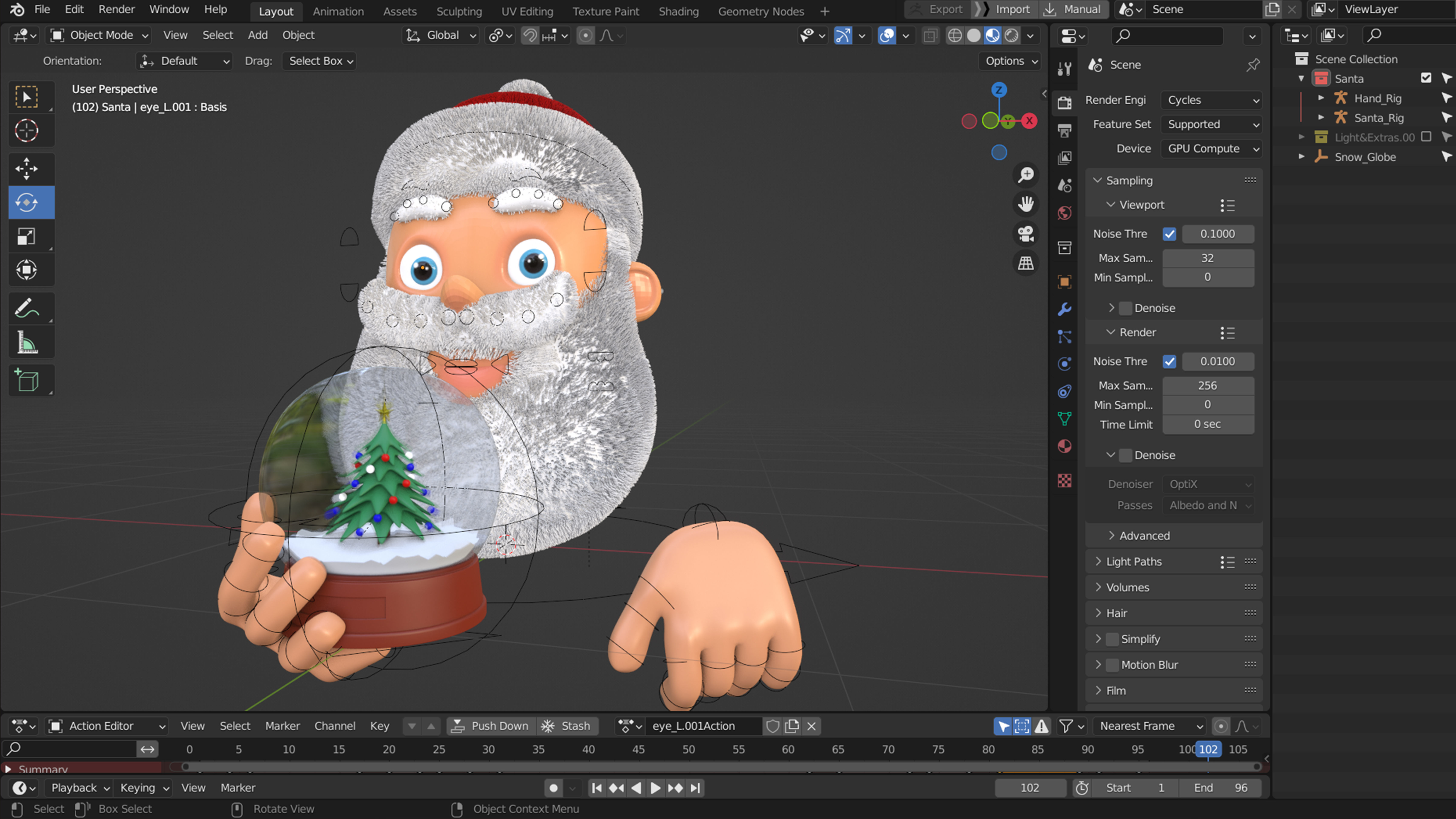 Animated Santa and Snow Globe Low-poly 3D model_5