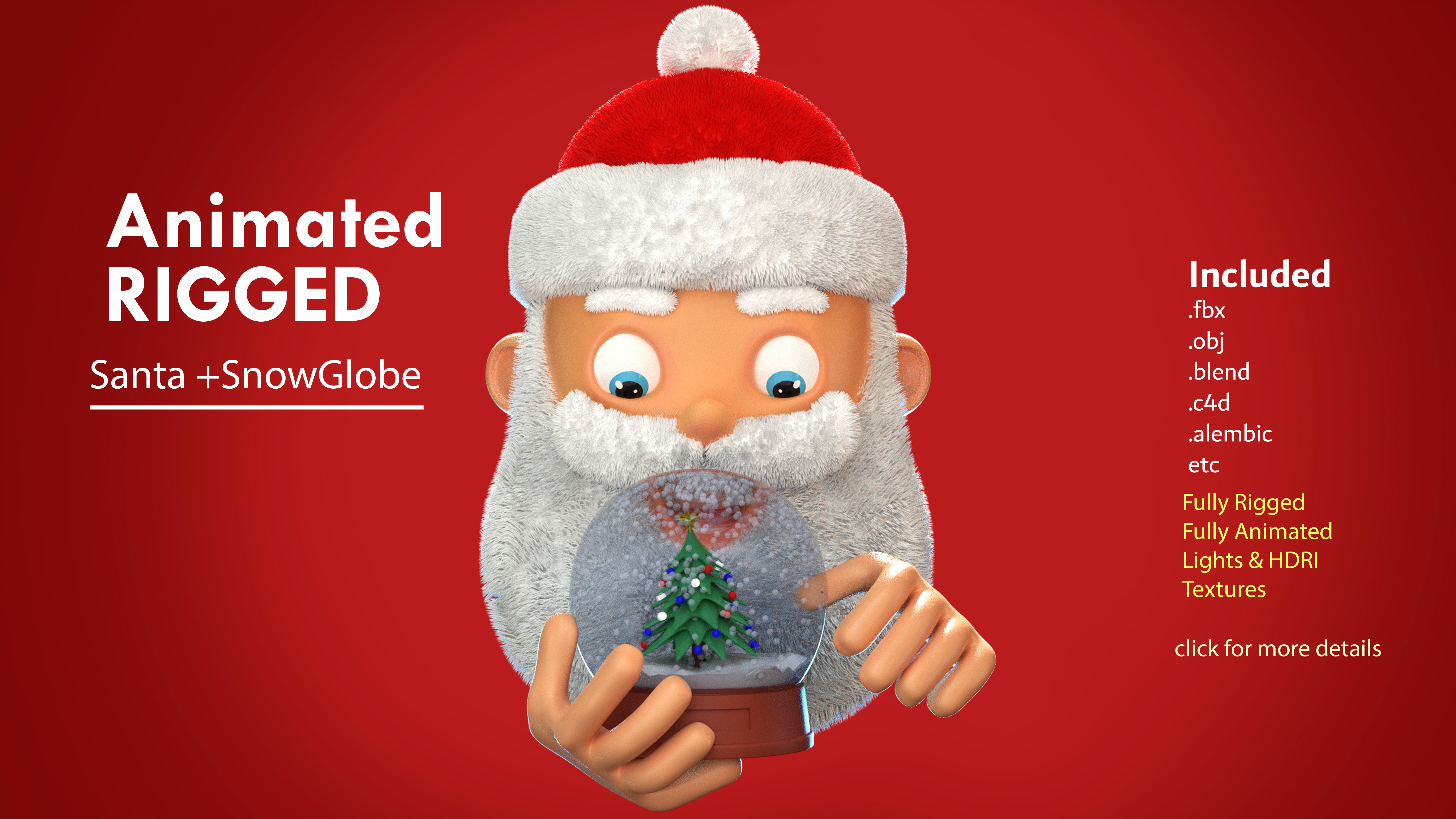 Animated Santa and Snow Globe Low-poly 3D model_17