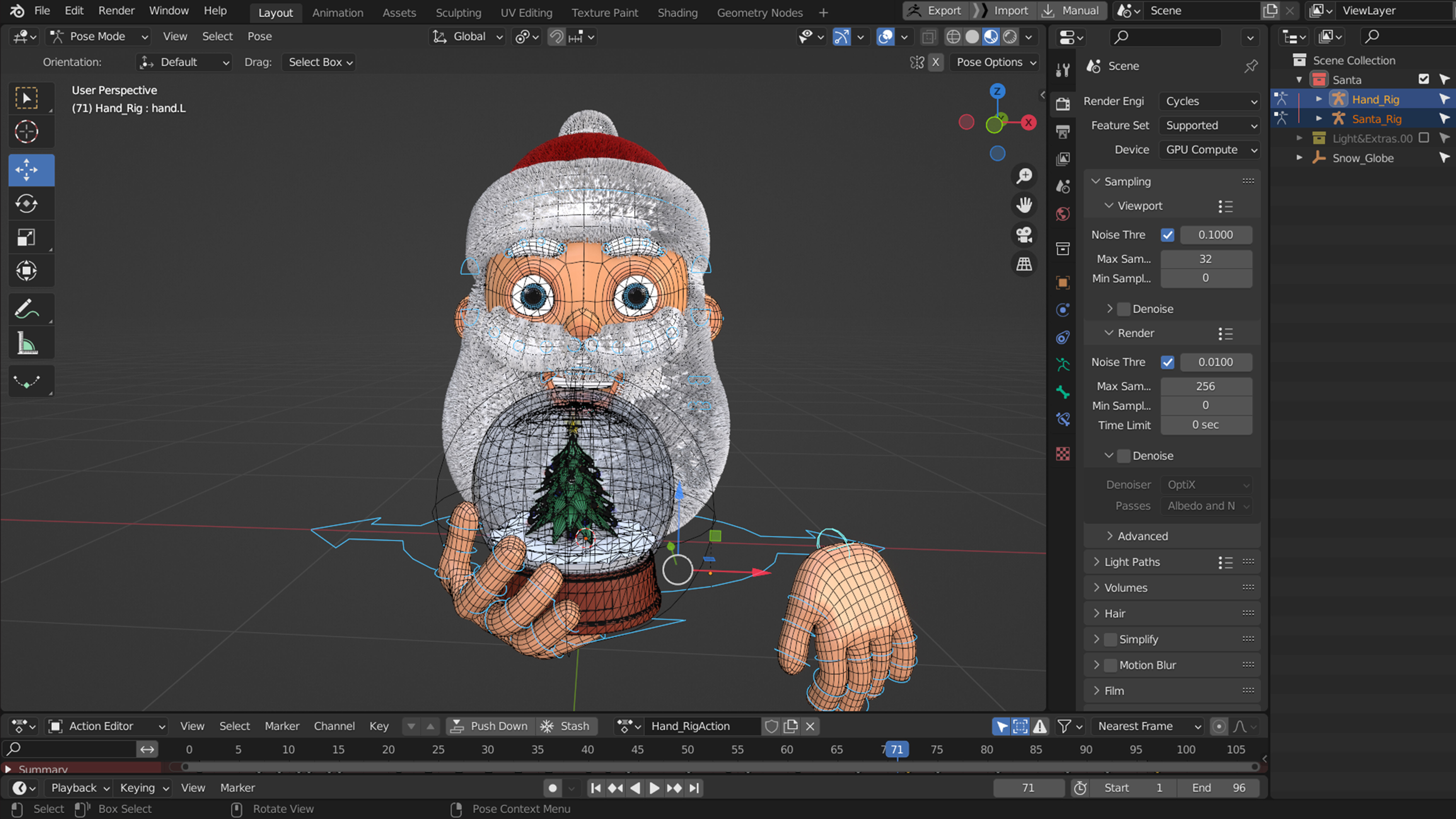 Animated Santa and Snow Globe Low-poly 3D model_16