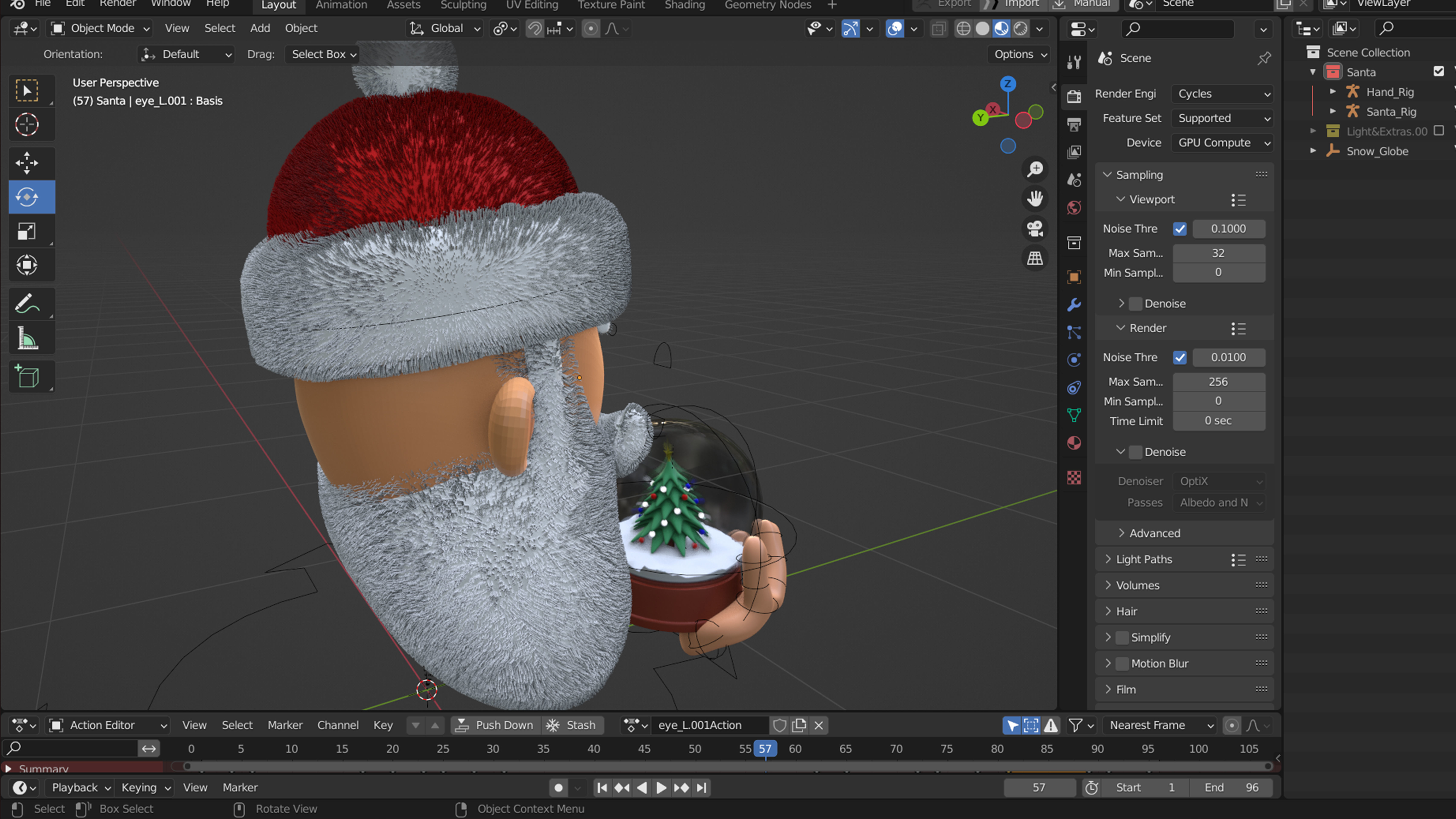 Animated Santa and Snow Globe Low-poly 3D model_6