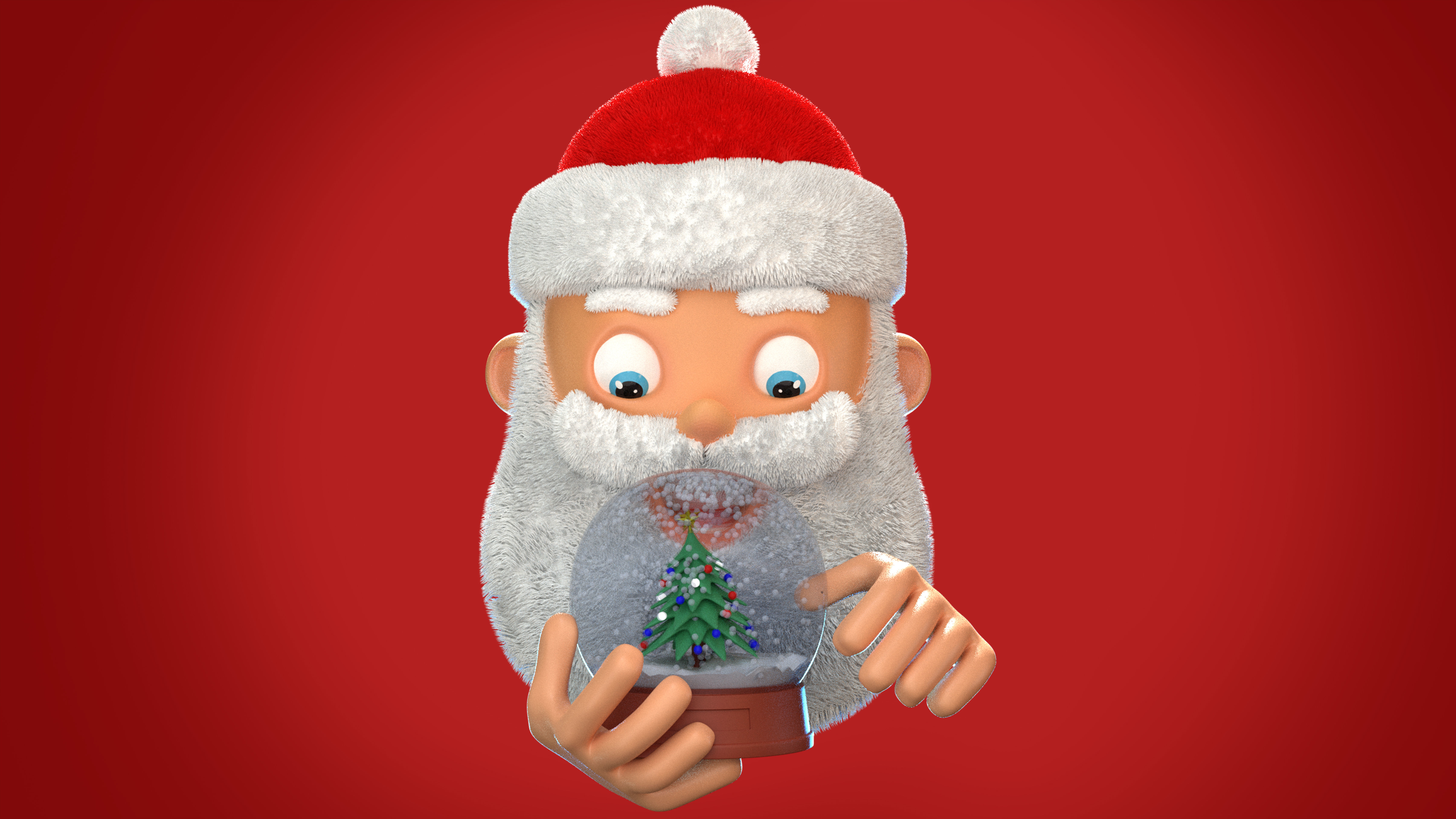 Animated Santa and Snow Globe Low-poly 3D model_2