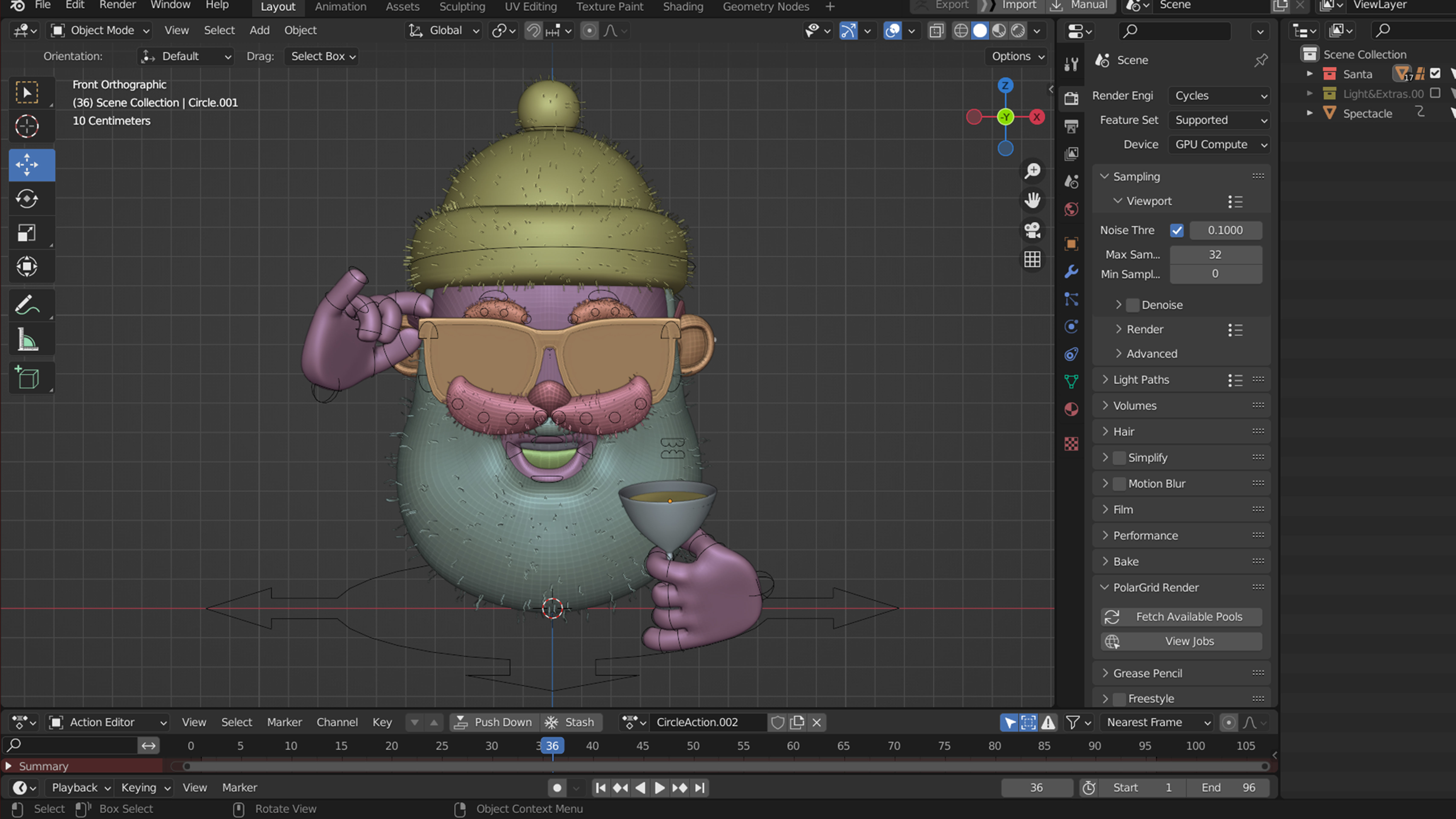 Animated Santa Shades Low-poly 3D model_3