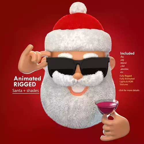 Animated Santa Shades Low-poly 3D model