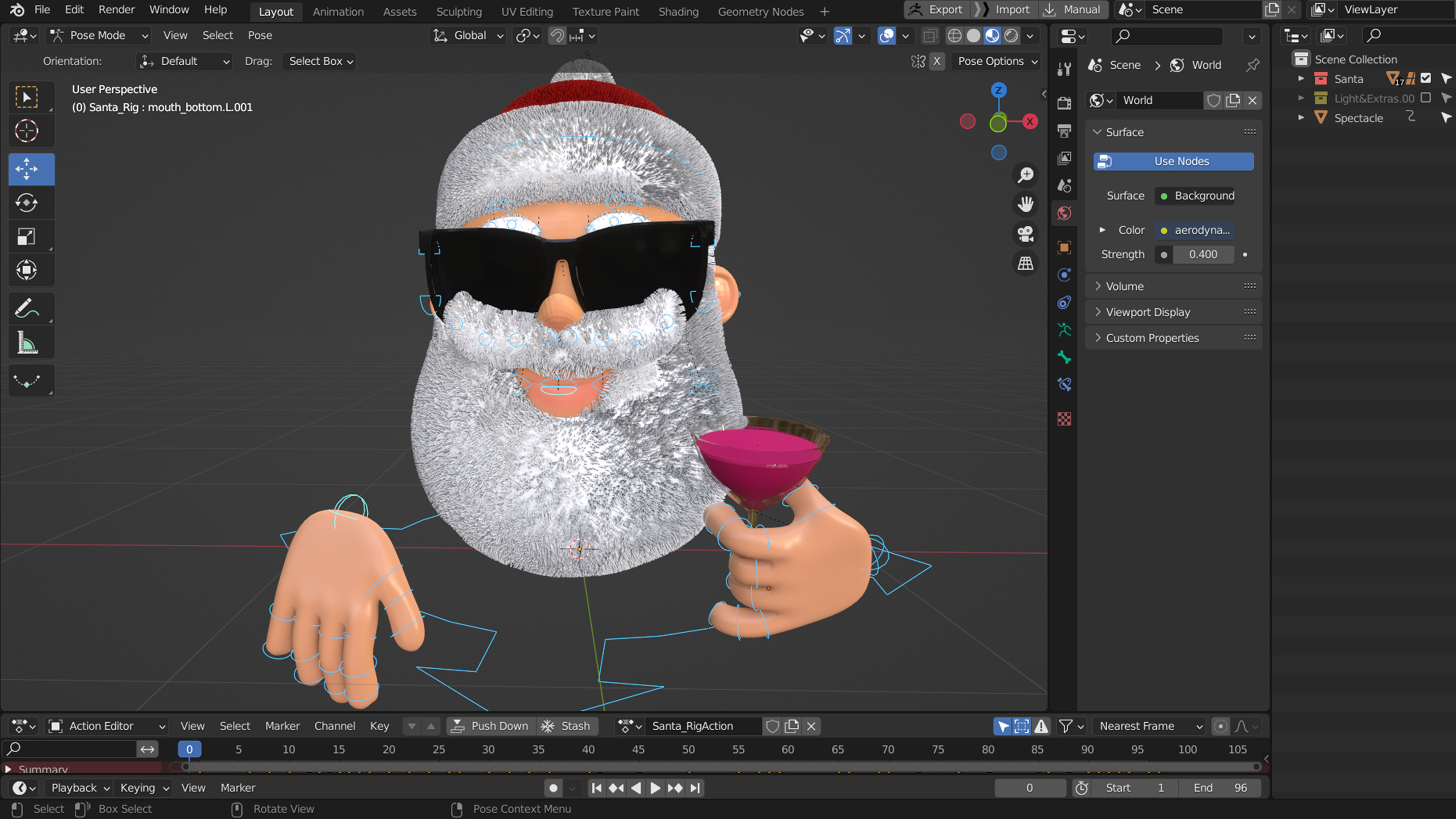 Animated Santa Shades Low-poly 3D model_7