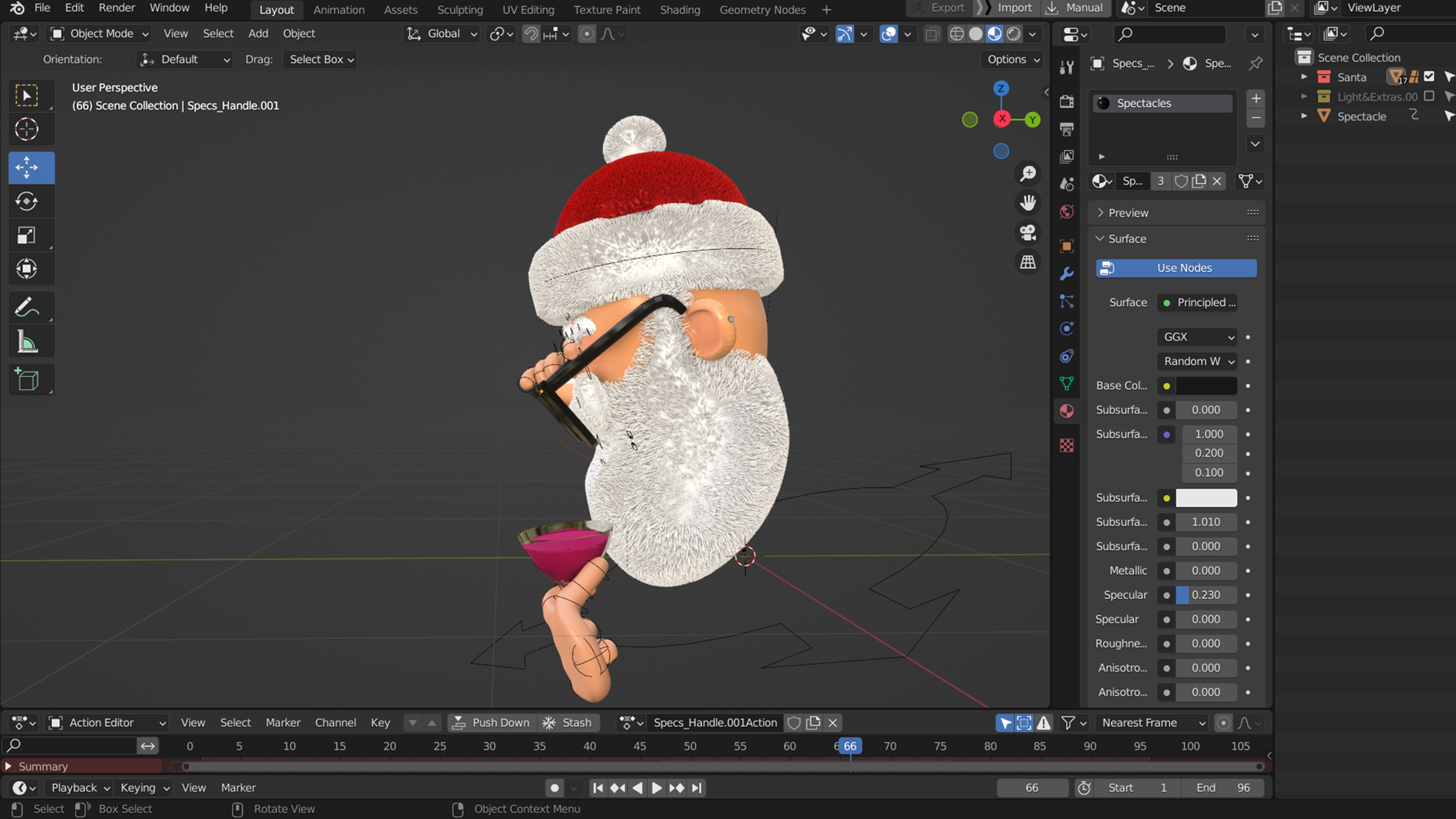 Animated Santa Shades Low-poly 3D model_6