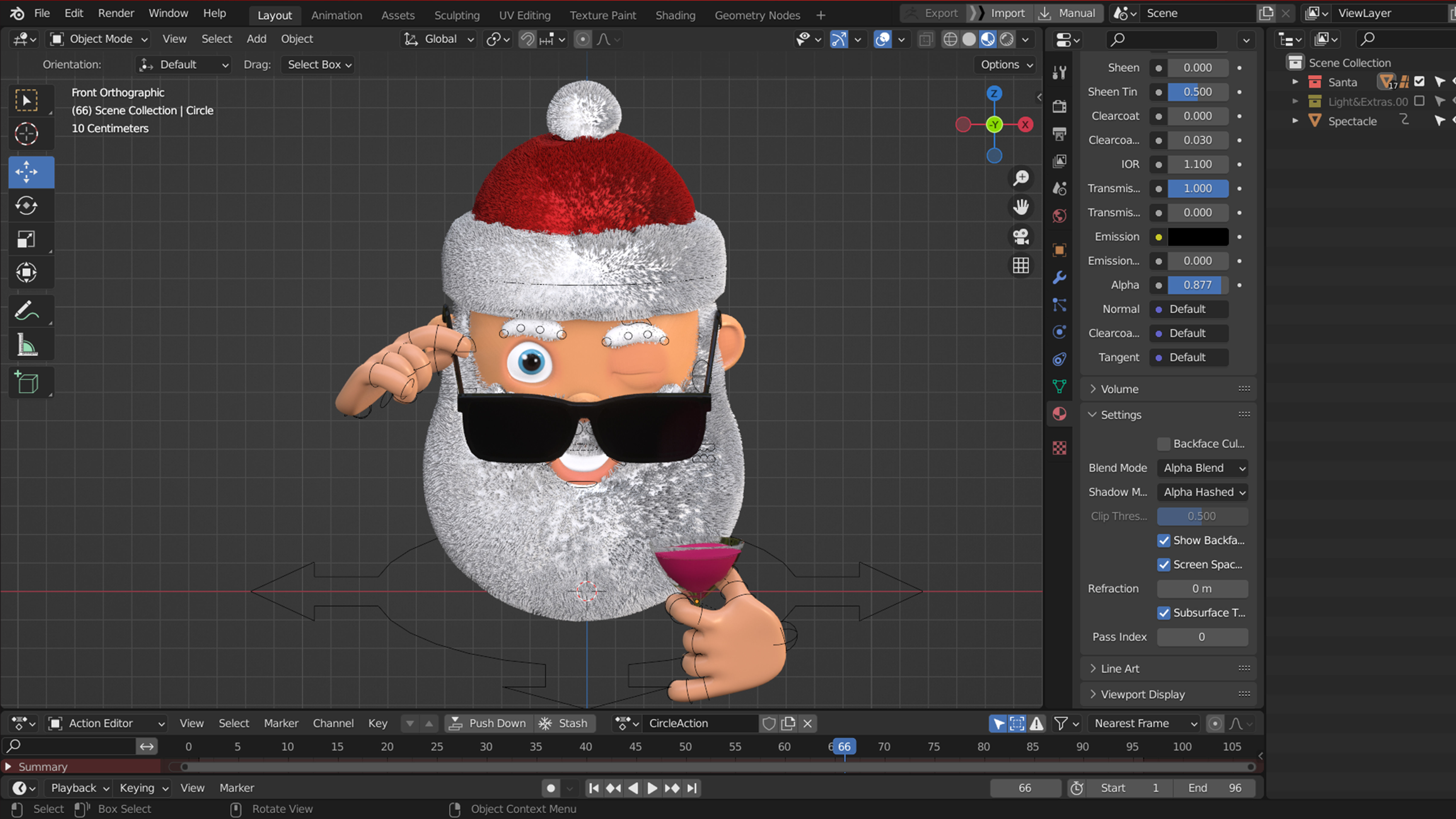 Animated Santa Shades Low-poly 3D model_5