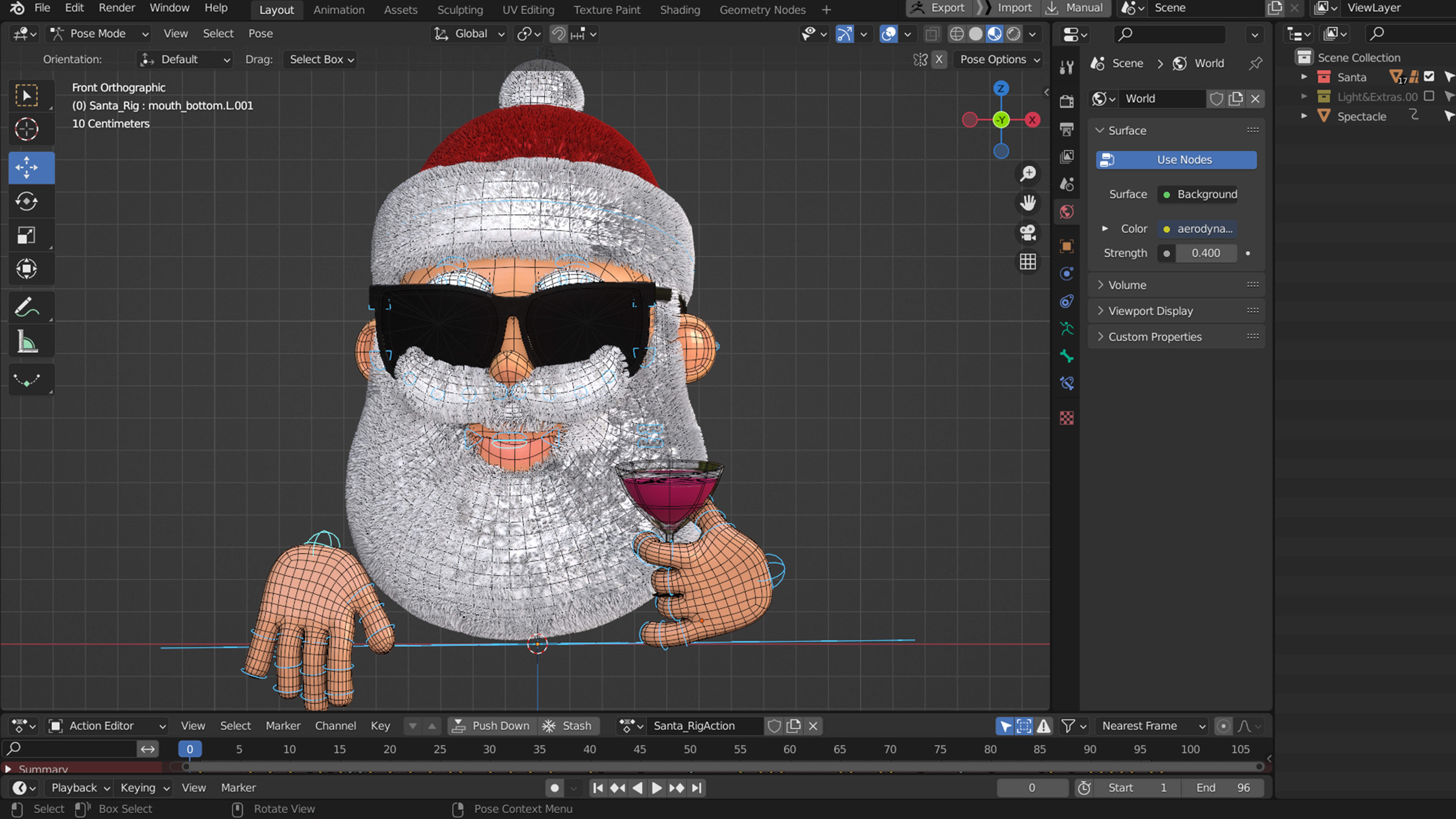 Animated Santa Shades Low-poly 3D model_8
