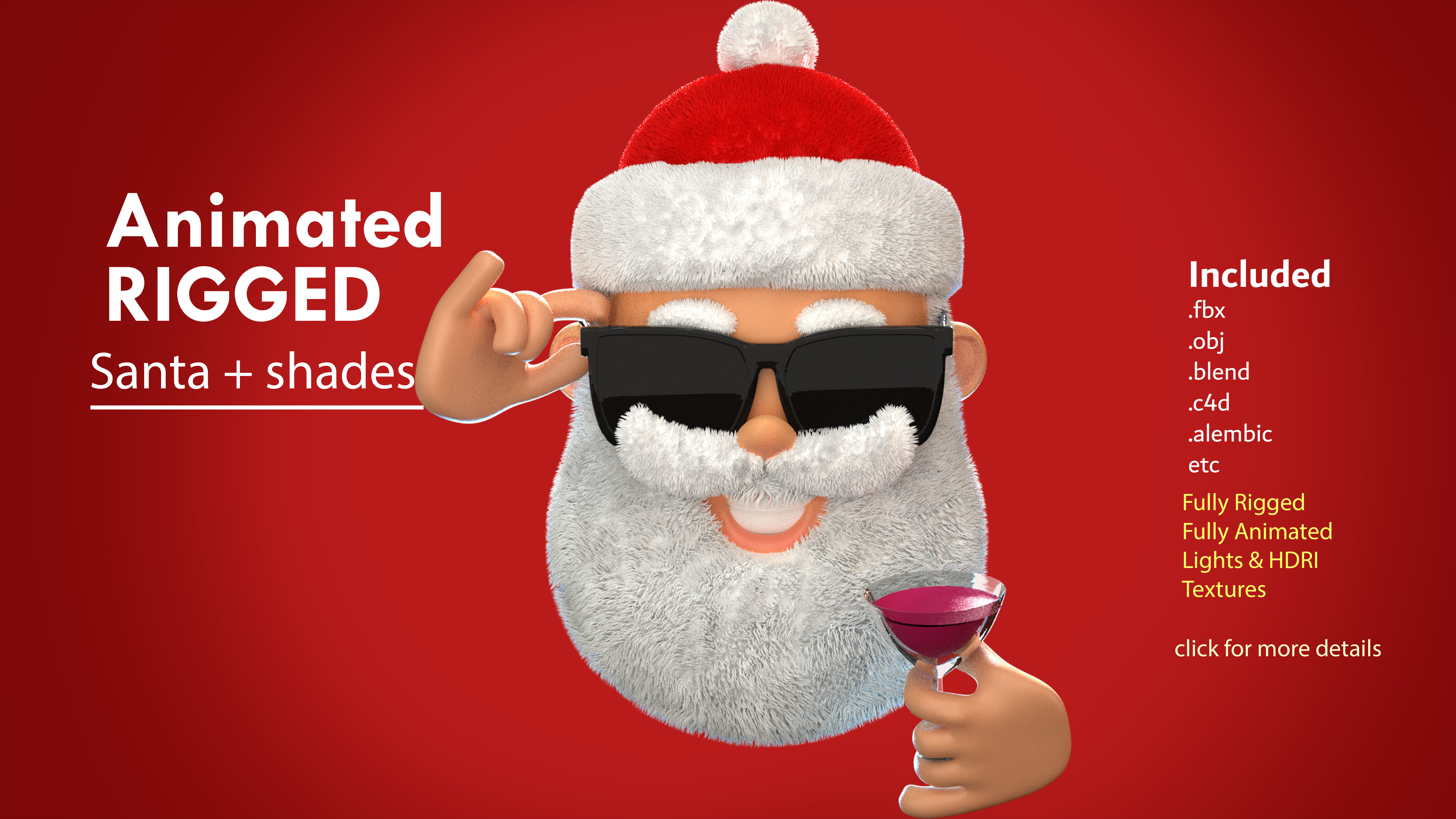 Animated Santa Shades Low-poly 3D model_20