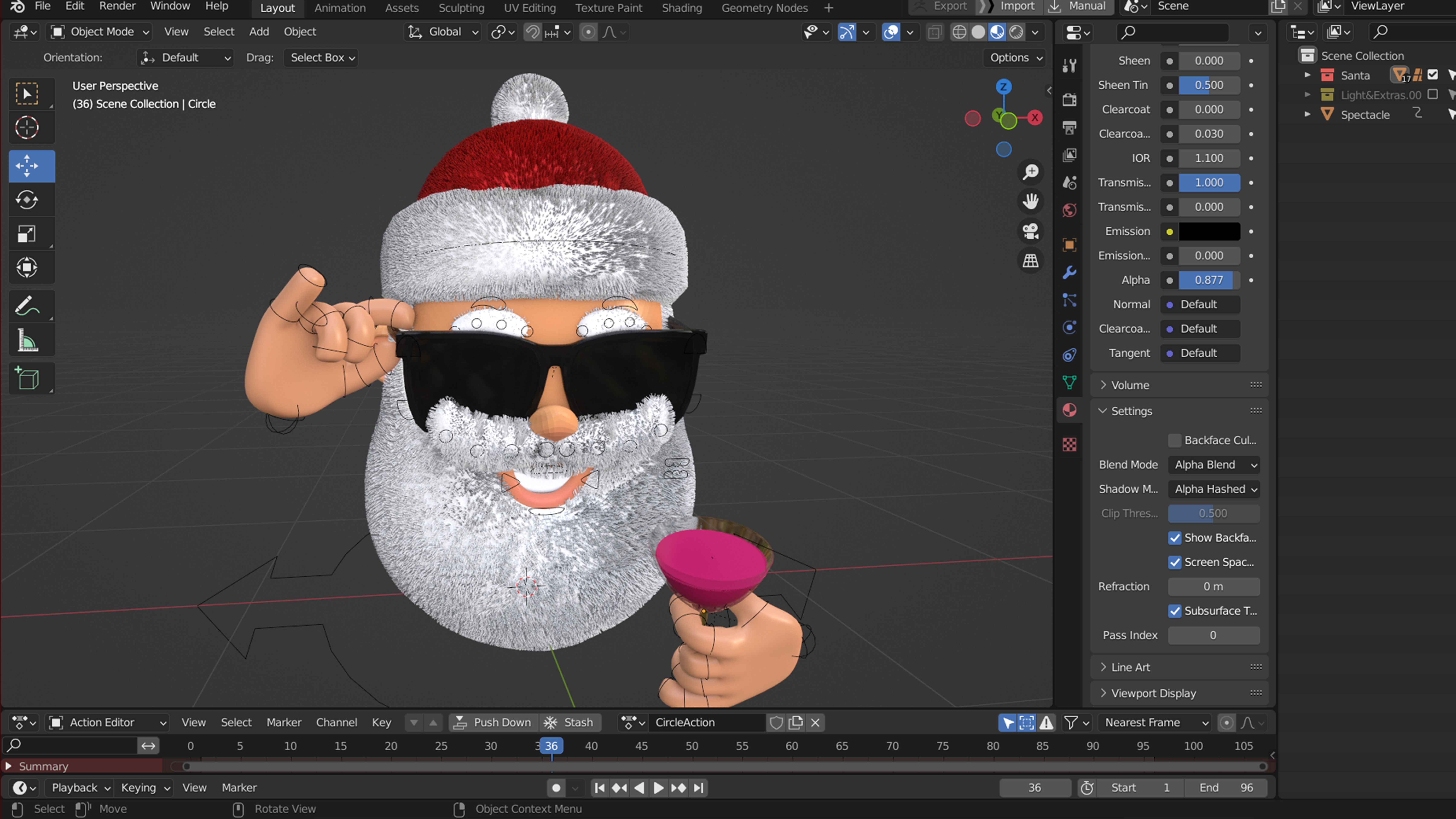 Animated Santa Shades Low-poly 3D model_4
