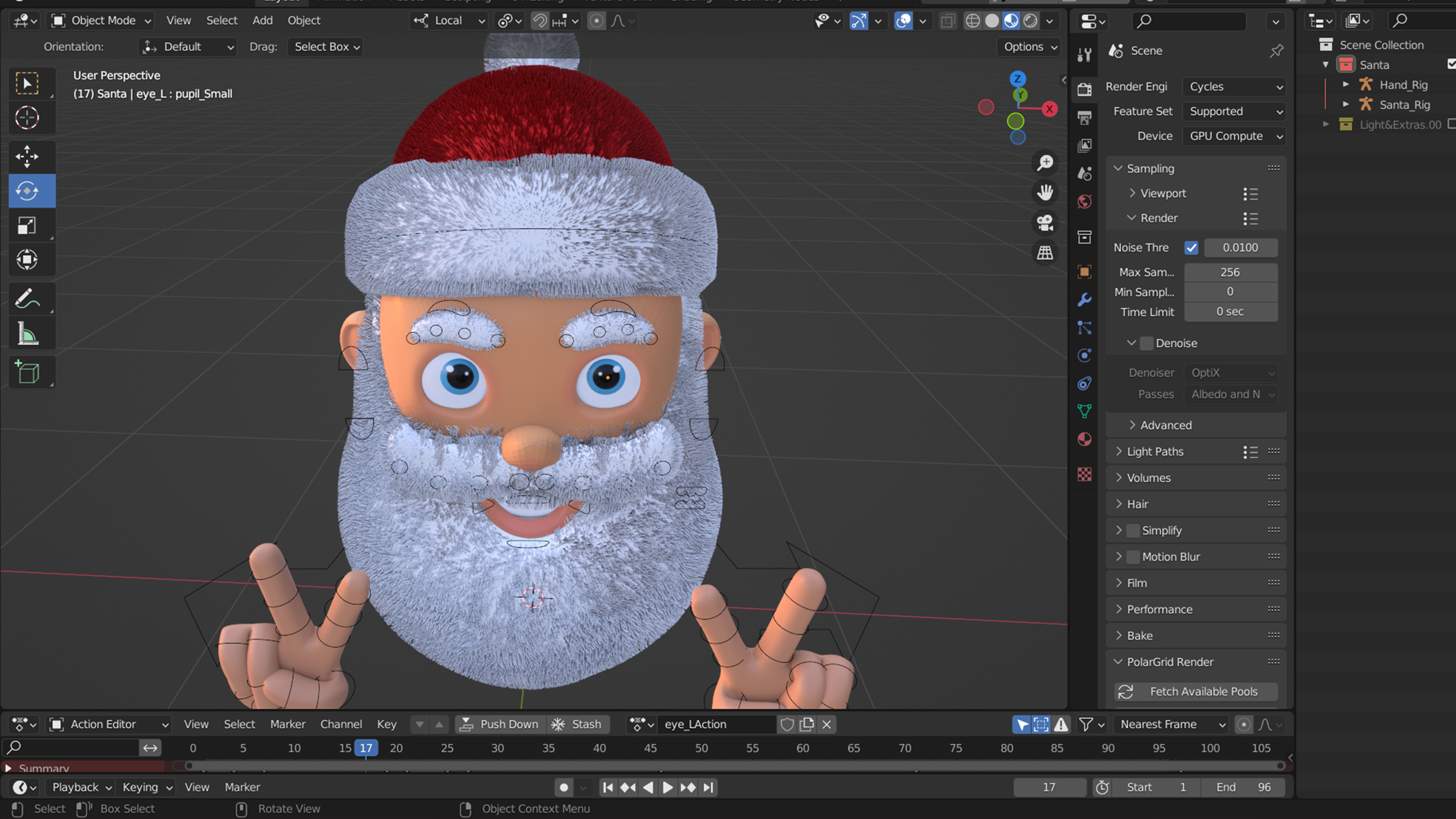 Animated Santa Peace Sign Low-poly 3D model_4