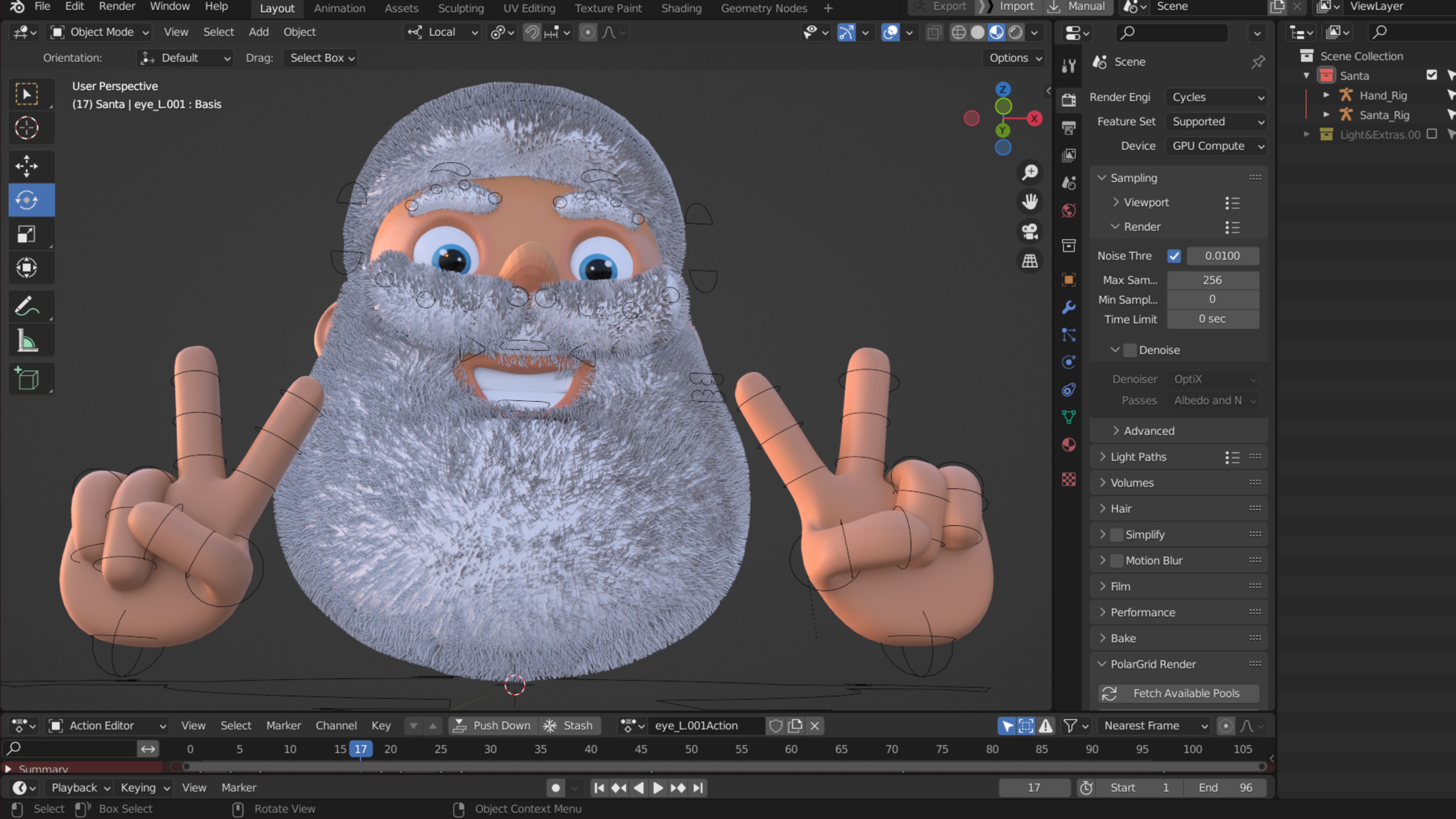 Animated Santa Peace Sign Low-poly 3D model_5