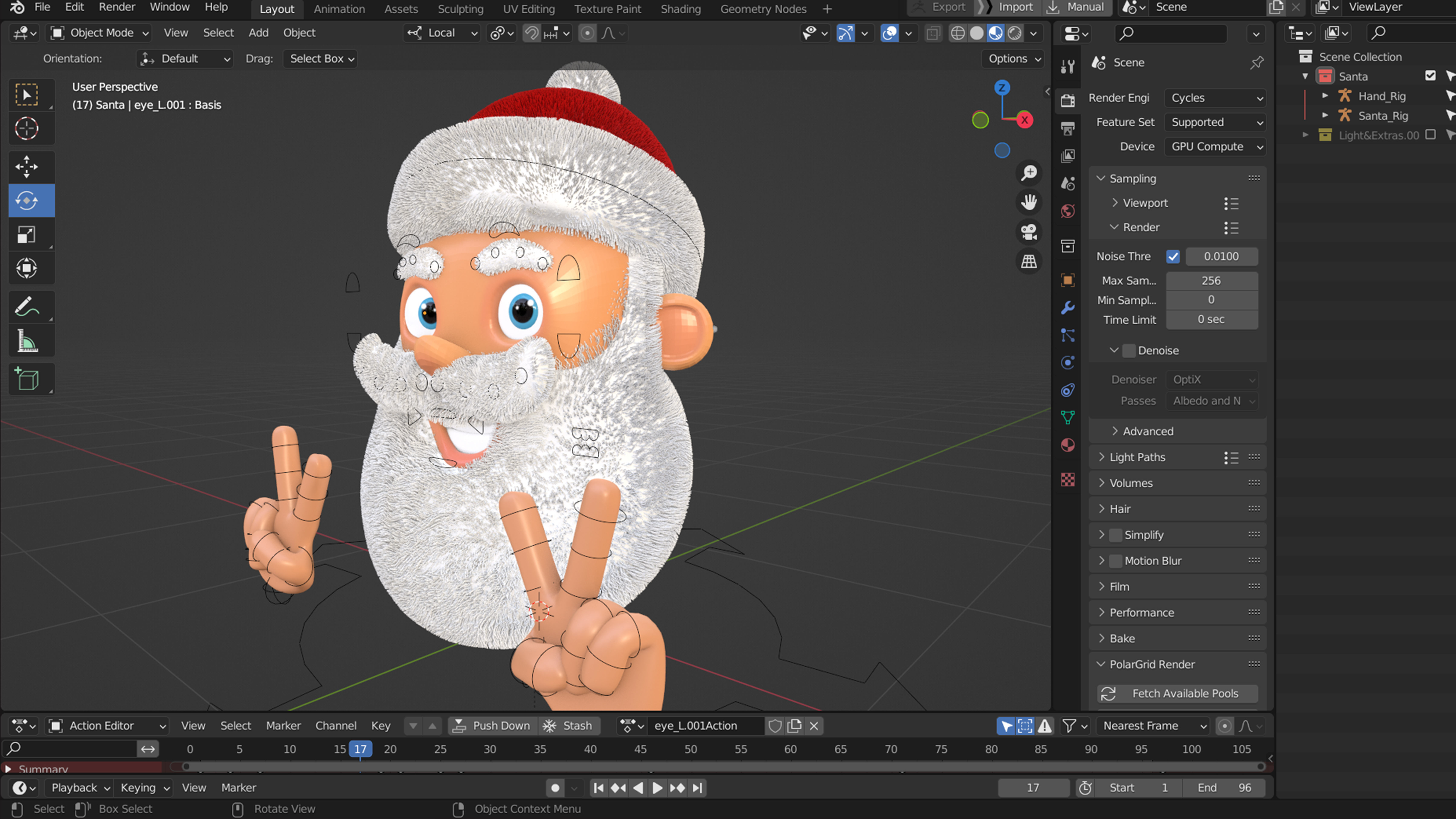 Animated Santa Peace Sign Low-poly 3D model_16