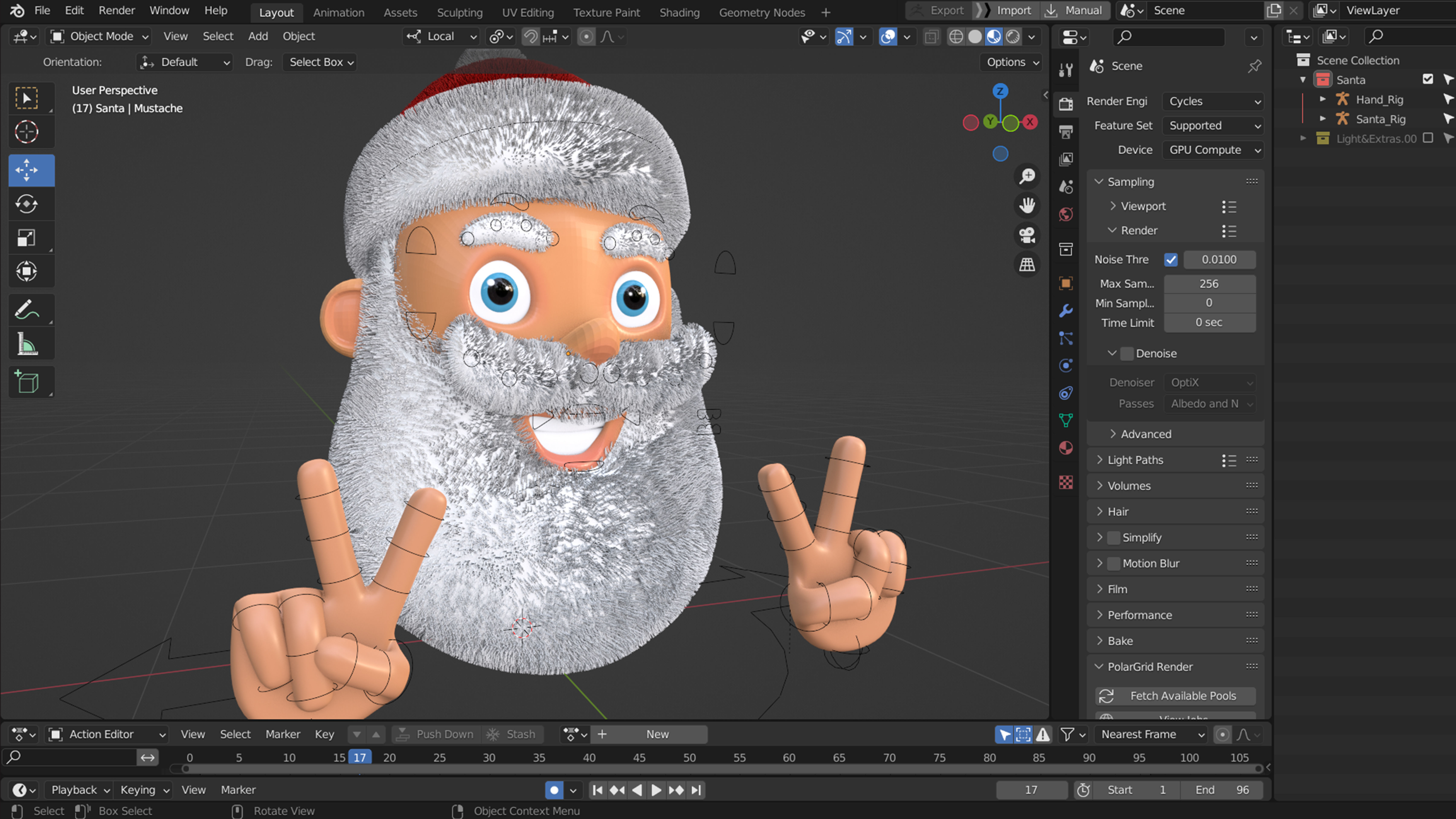 Animated Santa Peace Sign Low-poly 3D model_15