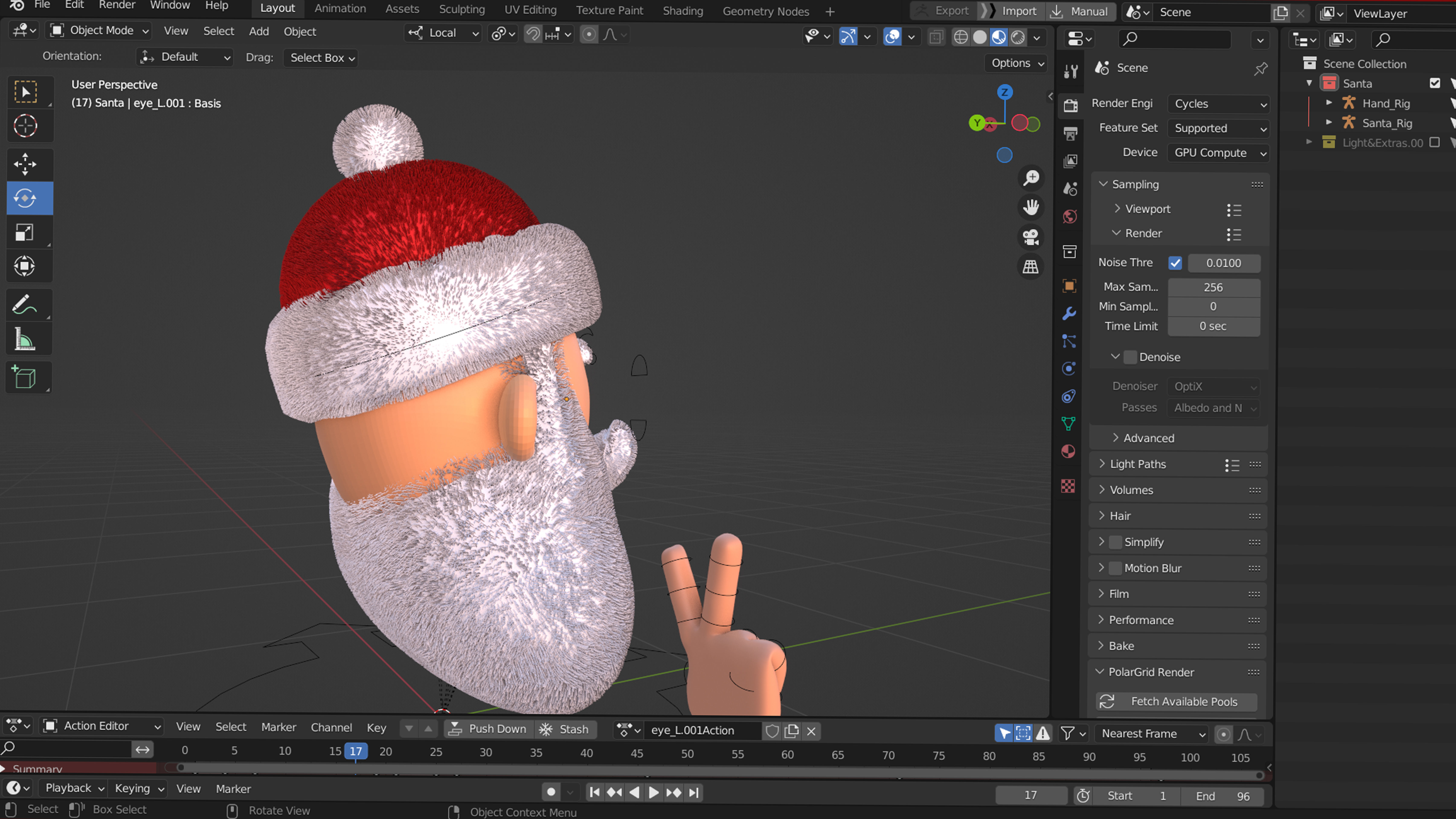 Animated Santa Peace Sign Low-poly 3D model_3