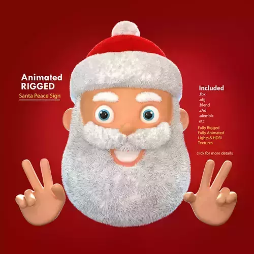 Animated Santa Peace Sign Low-poly 3D model