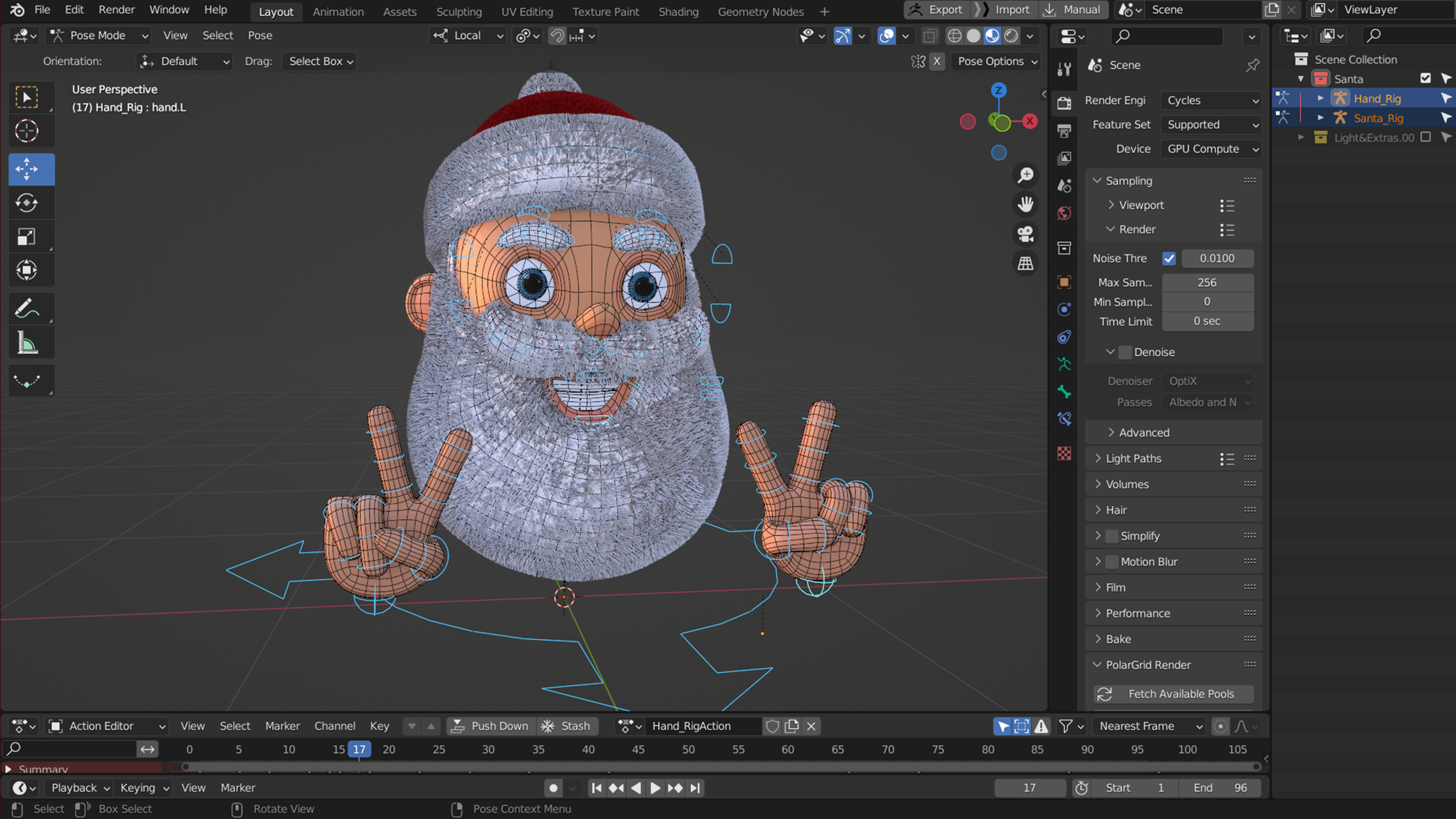 Animated Santa Peace Sign Low-poly 3D model_7