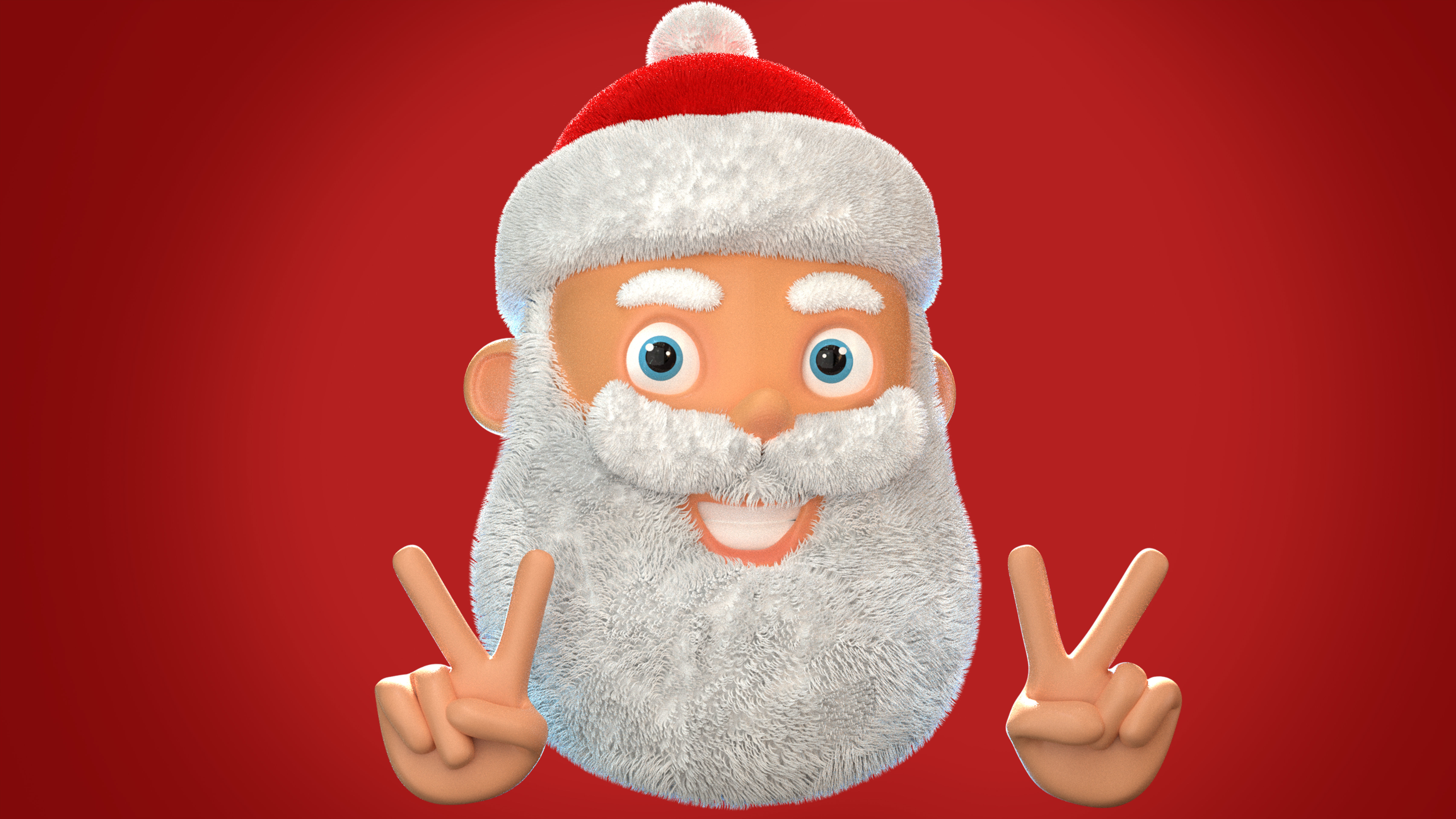 Animated Santa Peace Sign Low-poly 3D model_10
