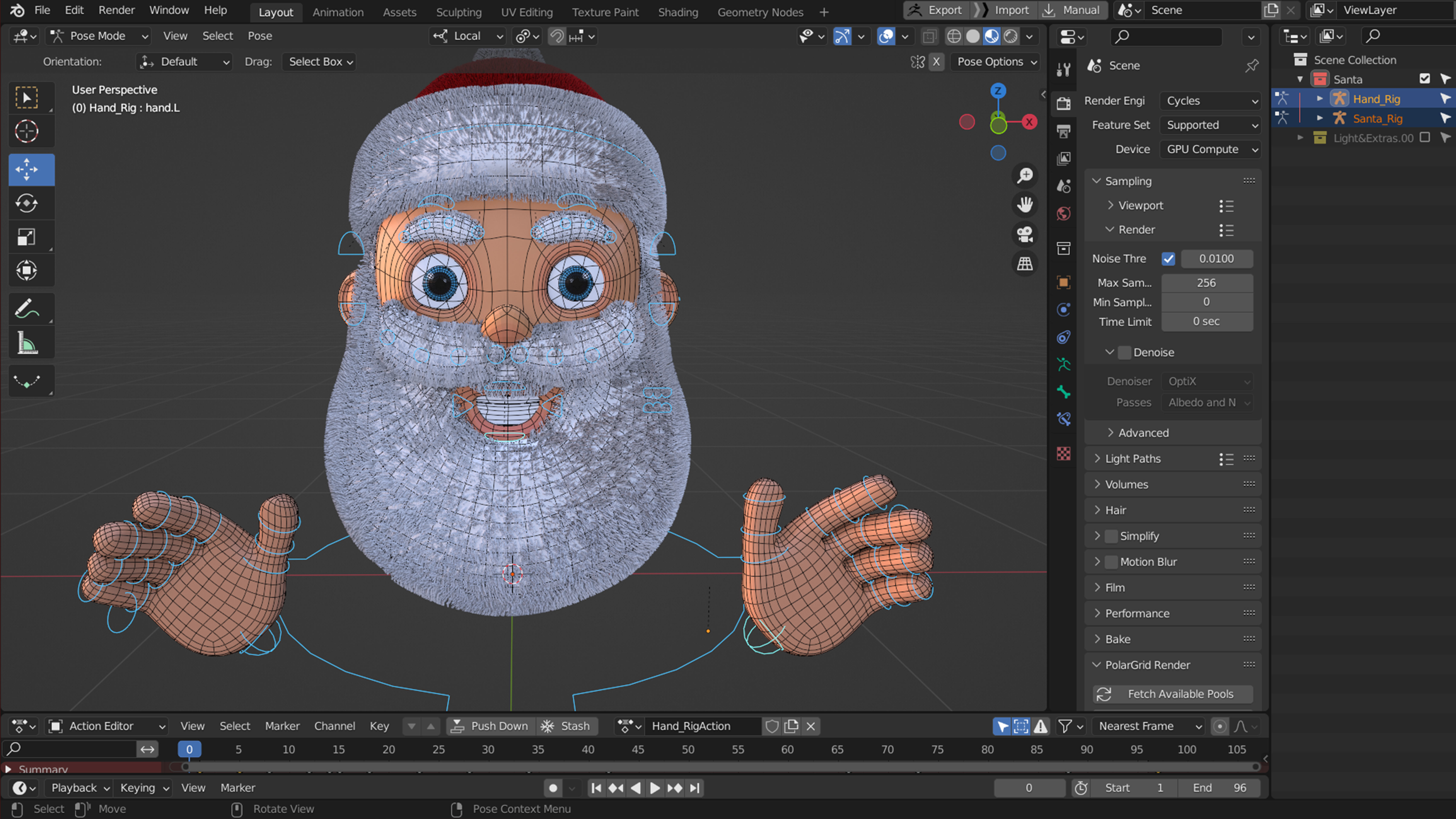 Animated Santa Peace Sign Low-poly 3D model_8