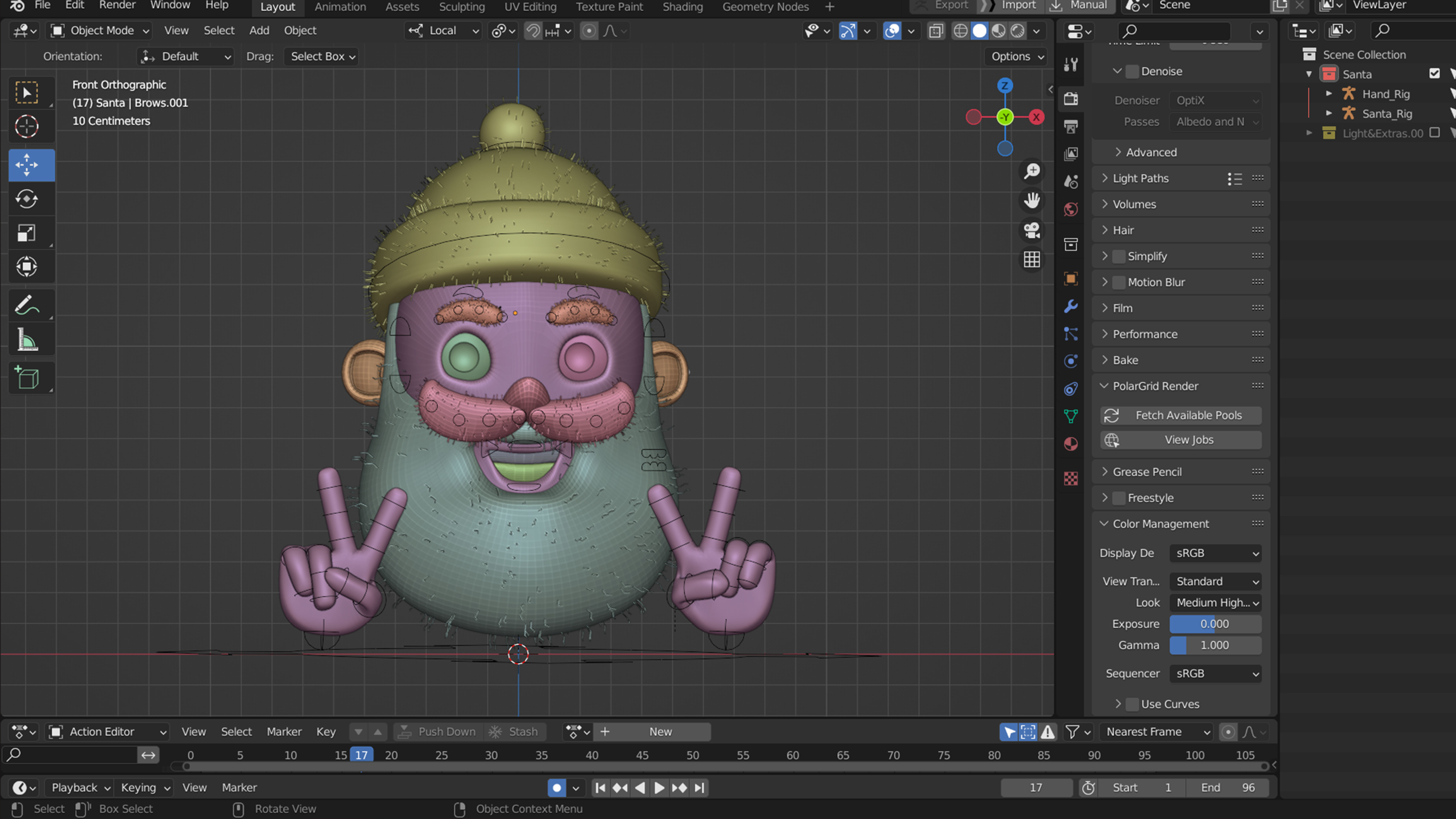 Animated Santa Peace Sign Low-poly 3D model_14