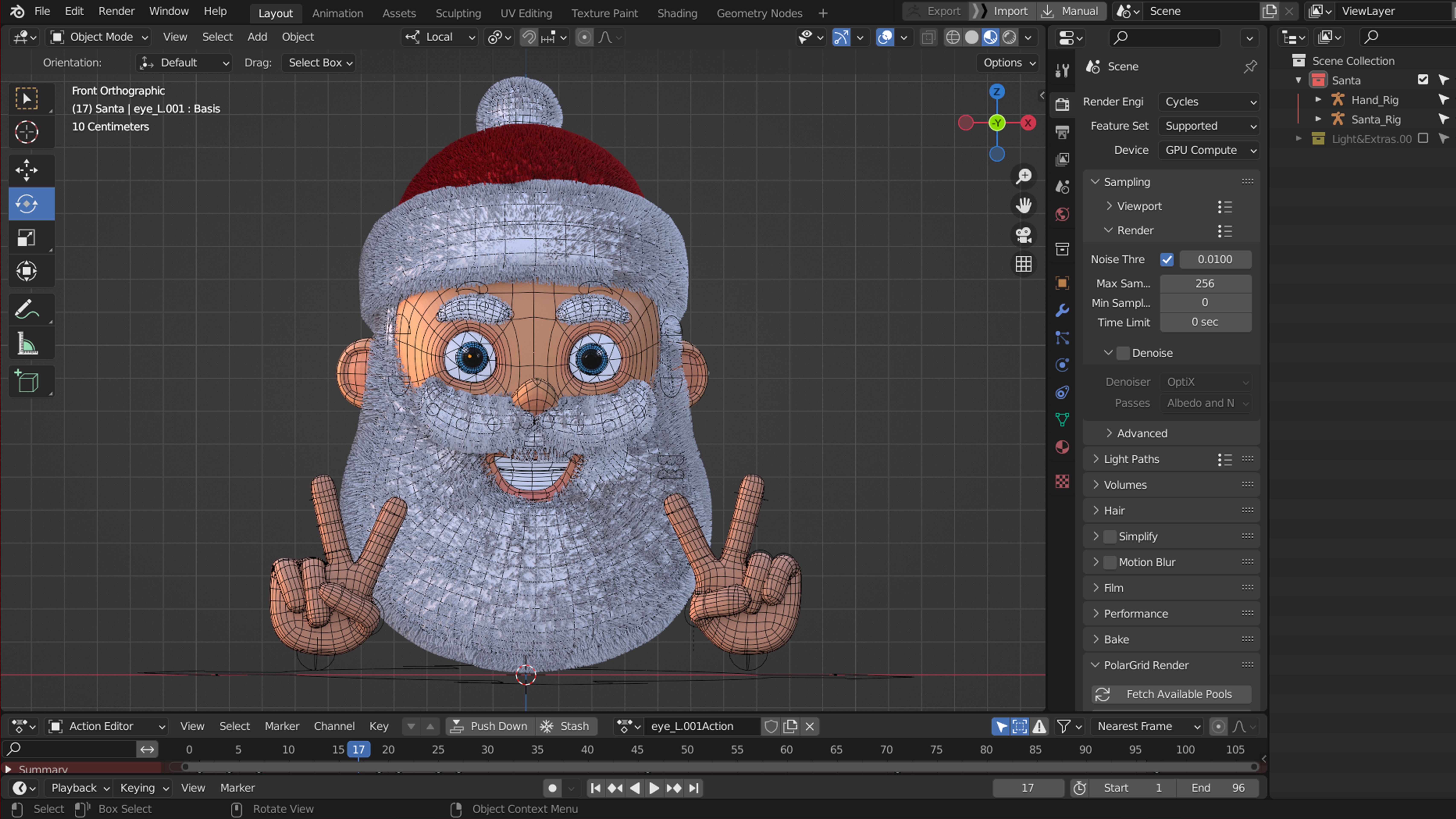 Animated Santa Peace Sign Low-poly 3D model_6