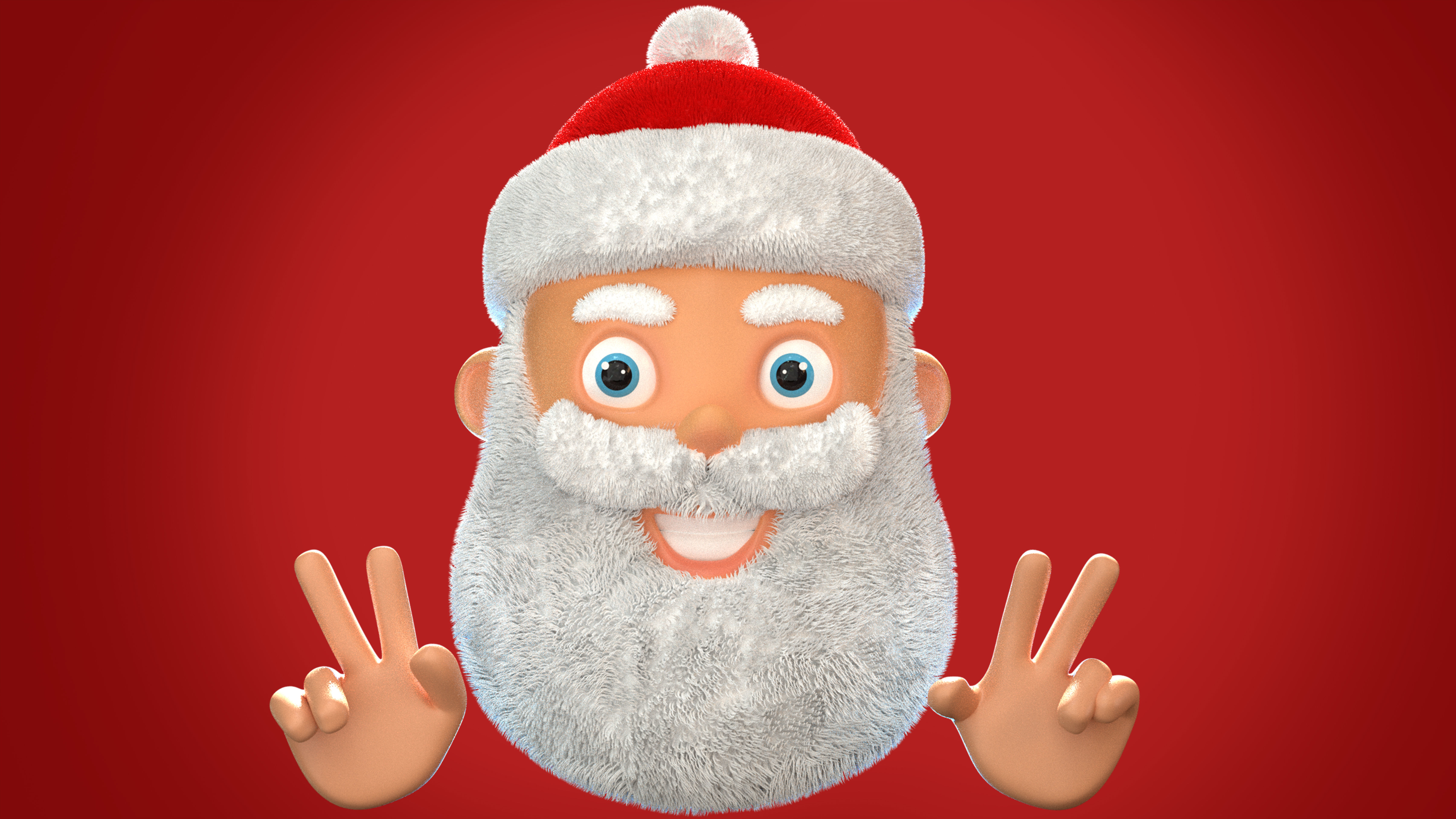 Animated Santa Peace Sign Low-poly 3D model_12