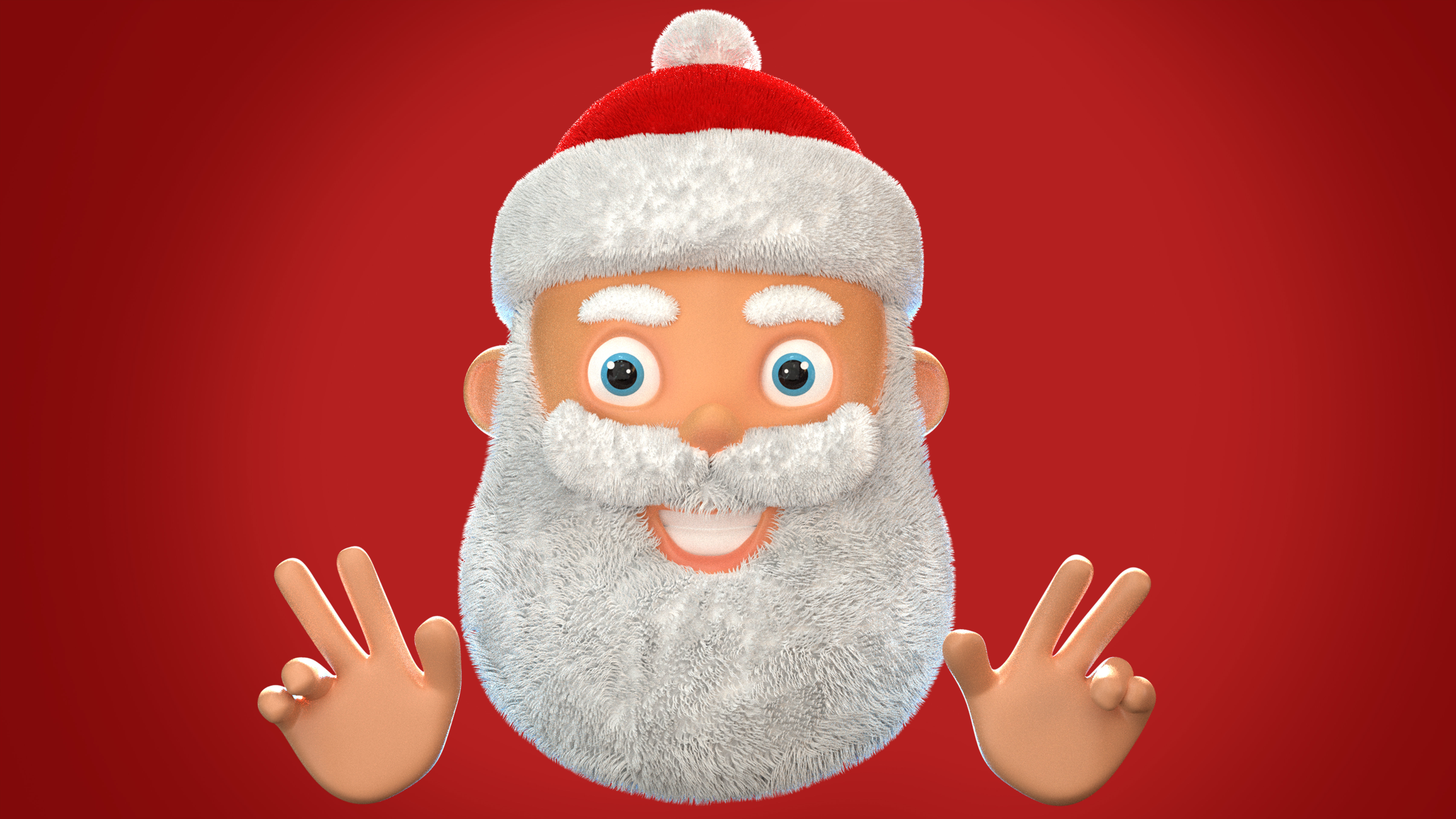 Animated Santa Peace Sign Low-poly 3D model_9